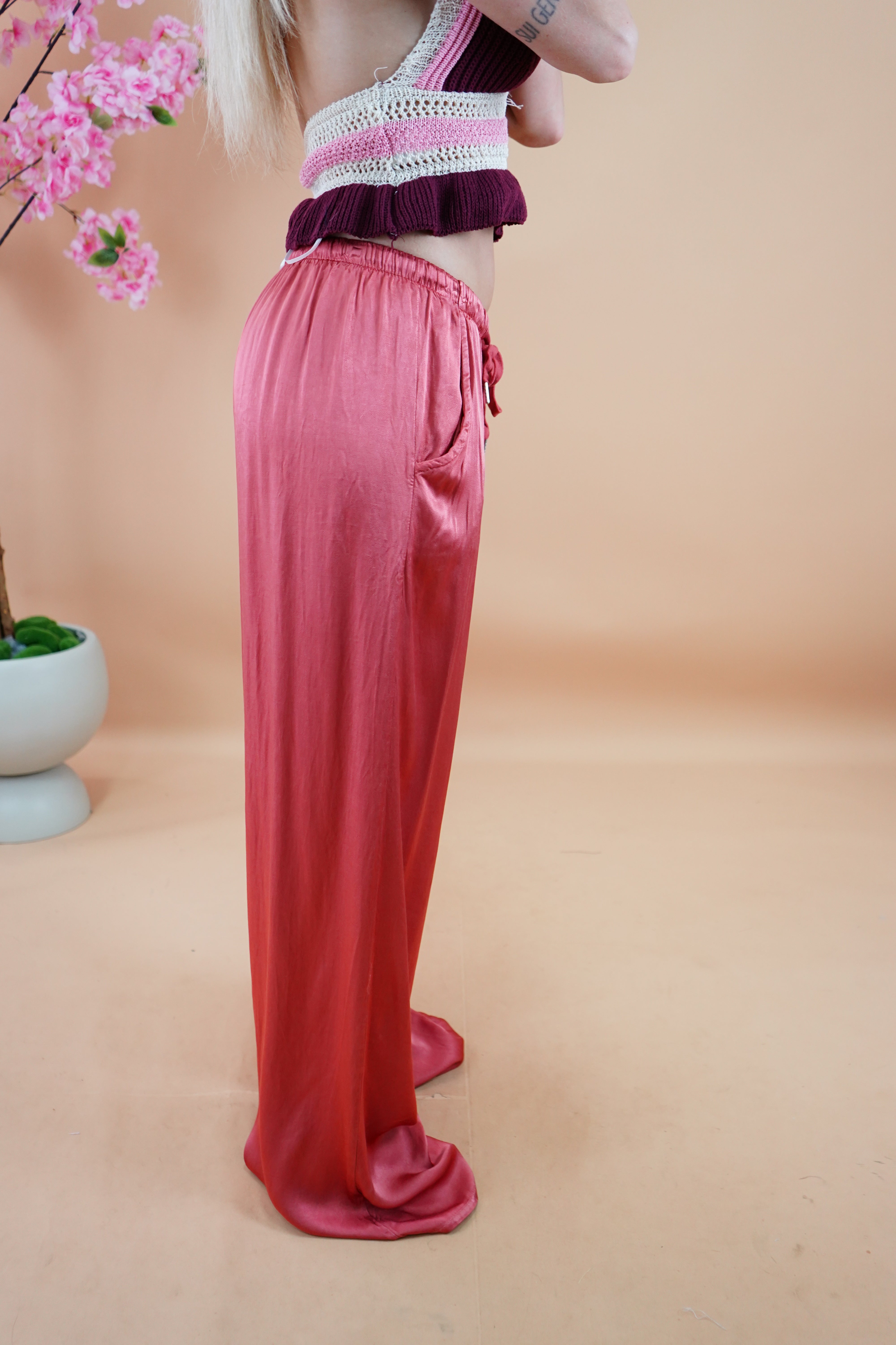 PANTALONE SATIN CORALLO