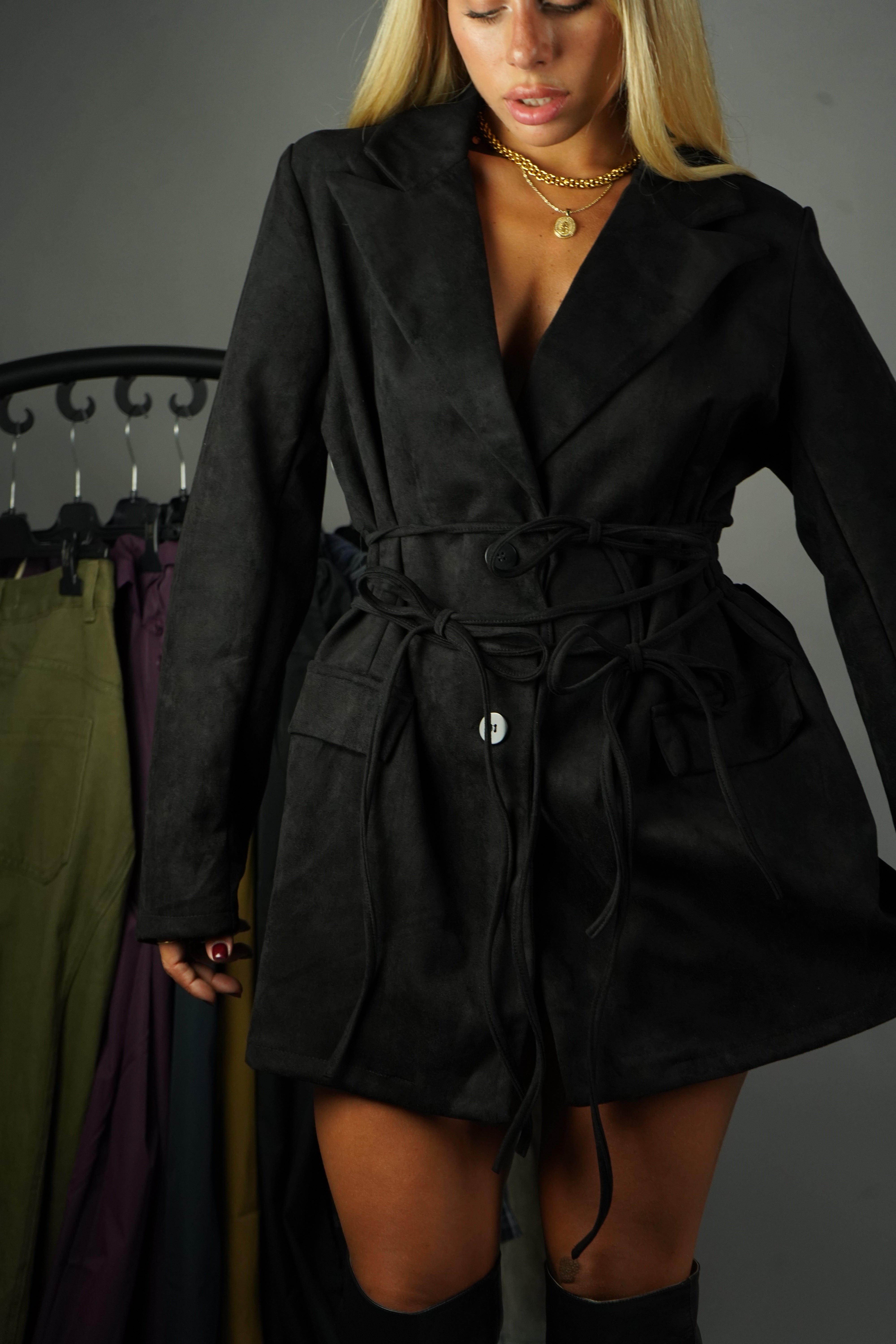 BLAZER DRESS CAMOSCIO NERO