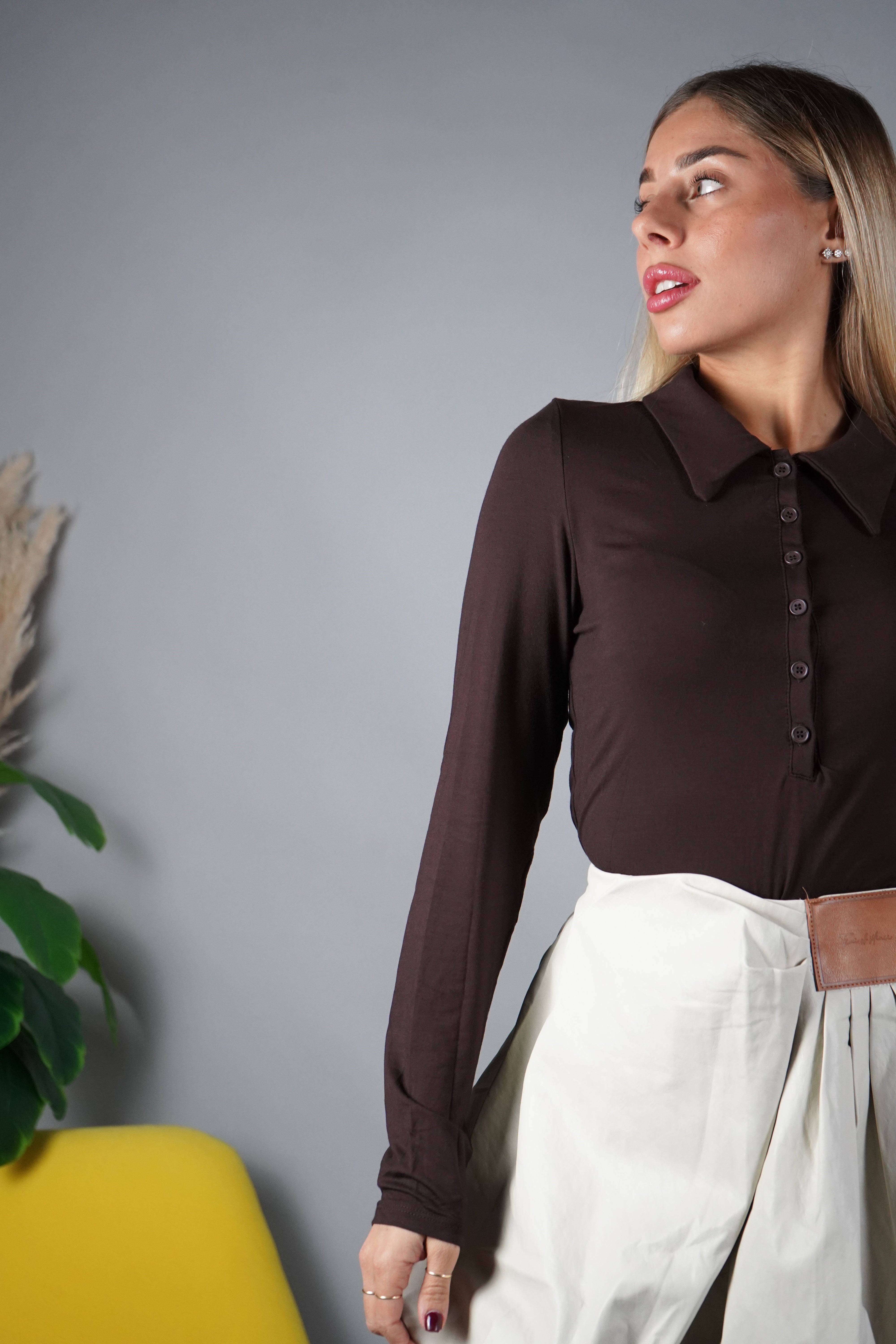 POLO BASIC COTONE ELASTICO MARRONE