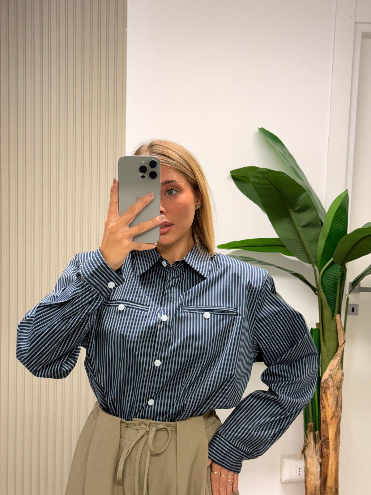 CAMICIA GESSATA BLU