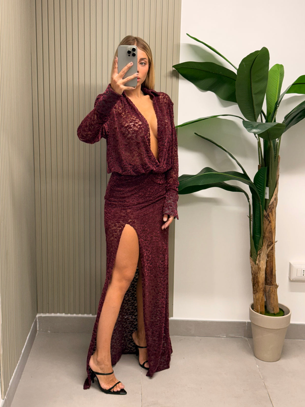 LONG DRESS PRISCILLA BORDEAUX