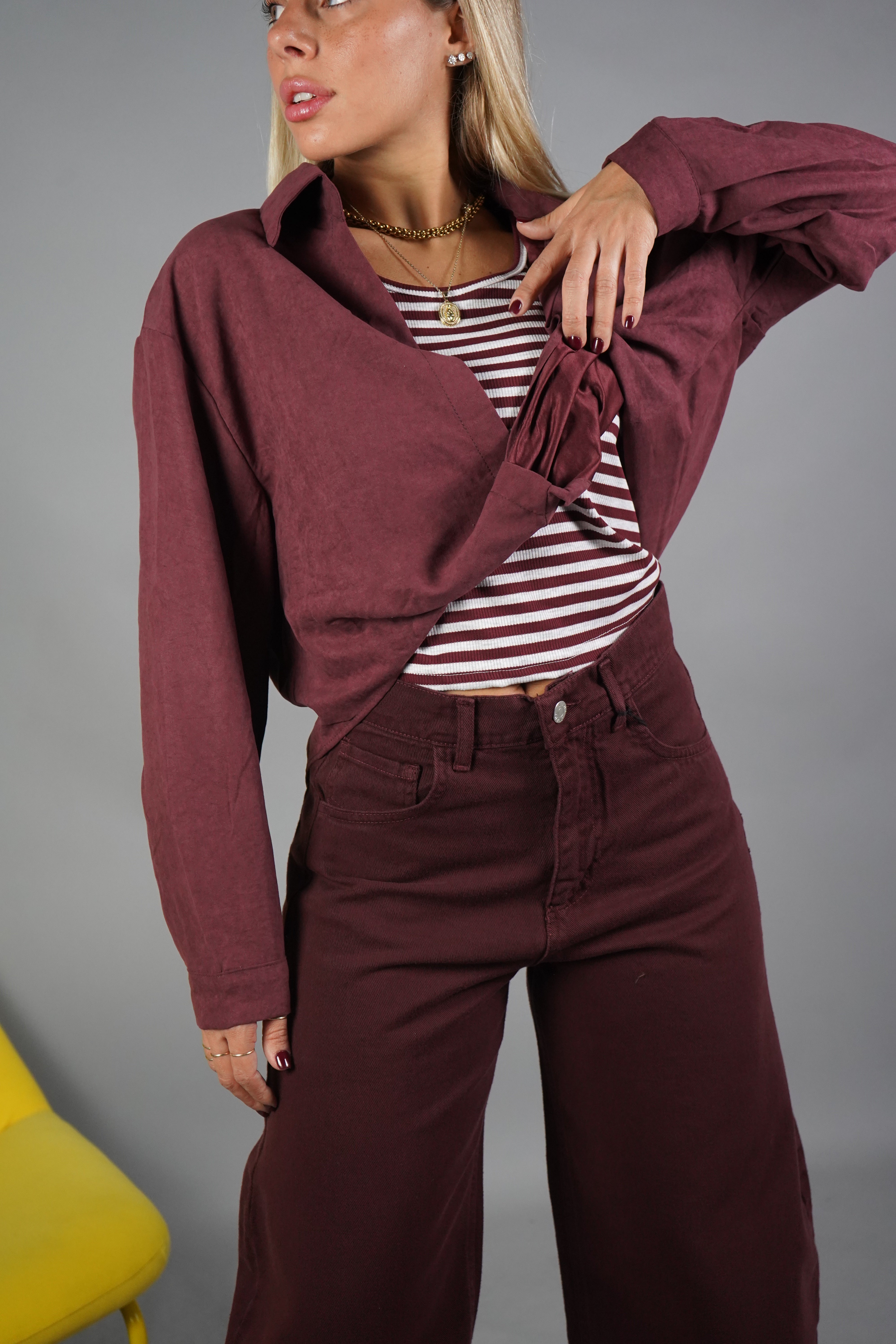 COORDINATO CAMICIA E CANOTTA BORDEAUX