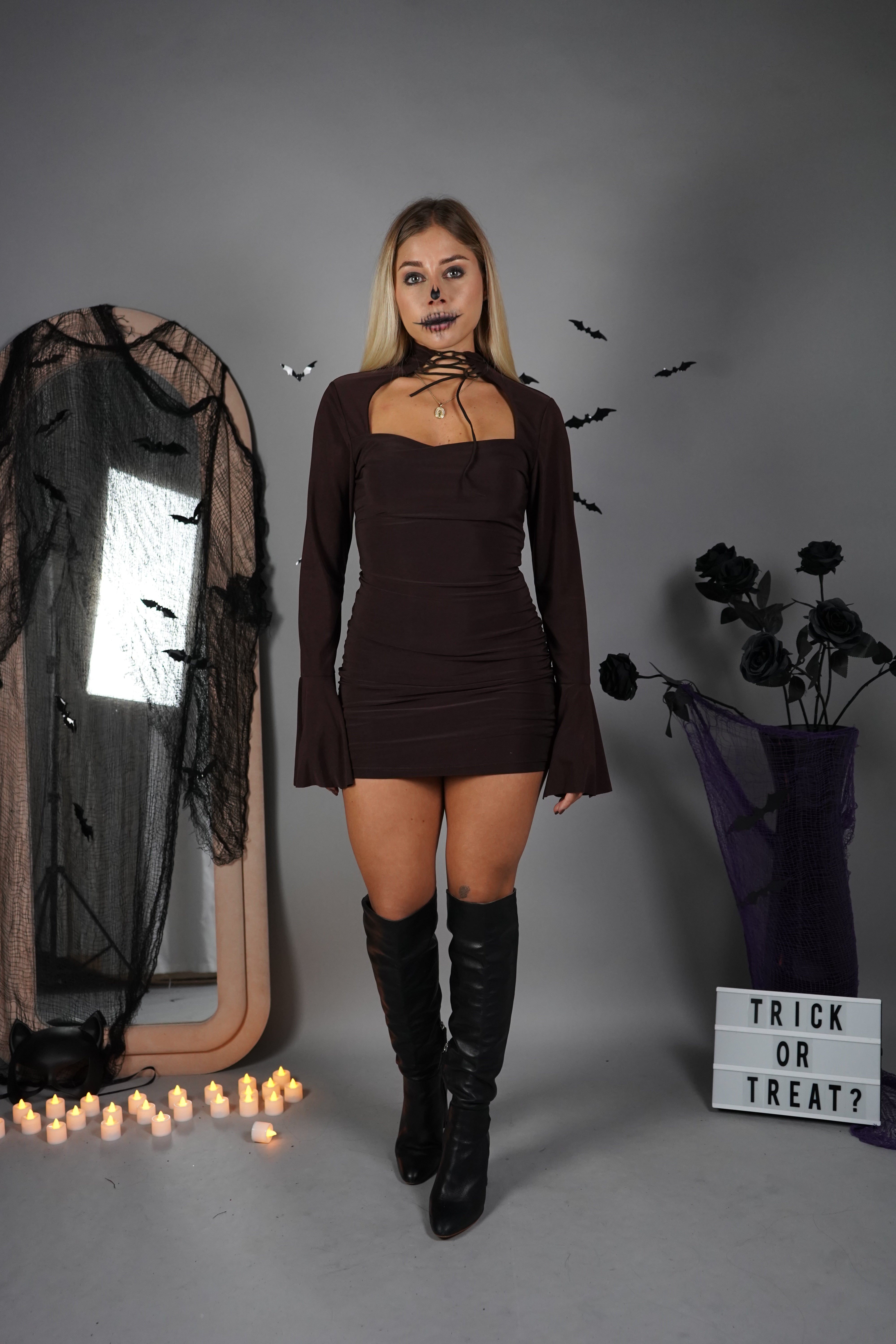 MINI DRESS GOTICO MARRONE