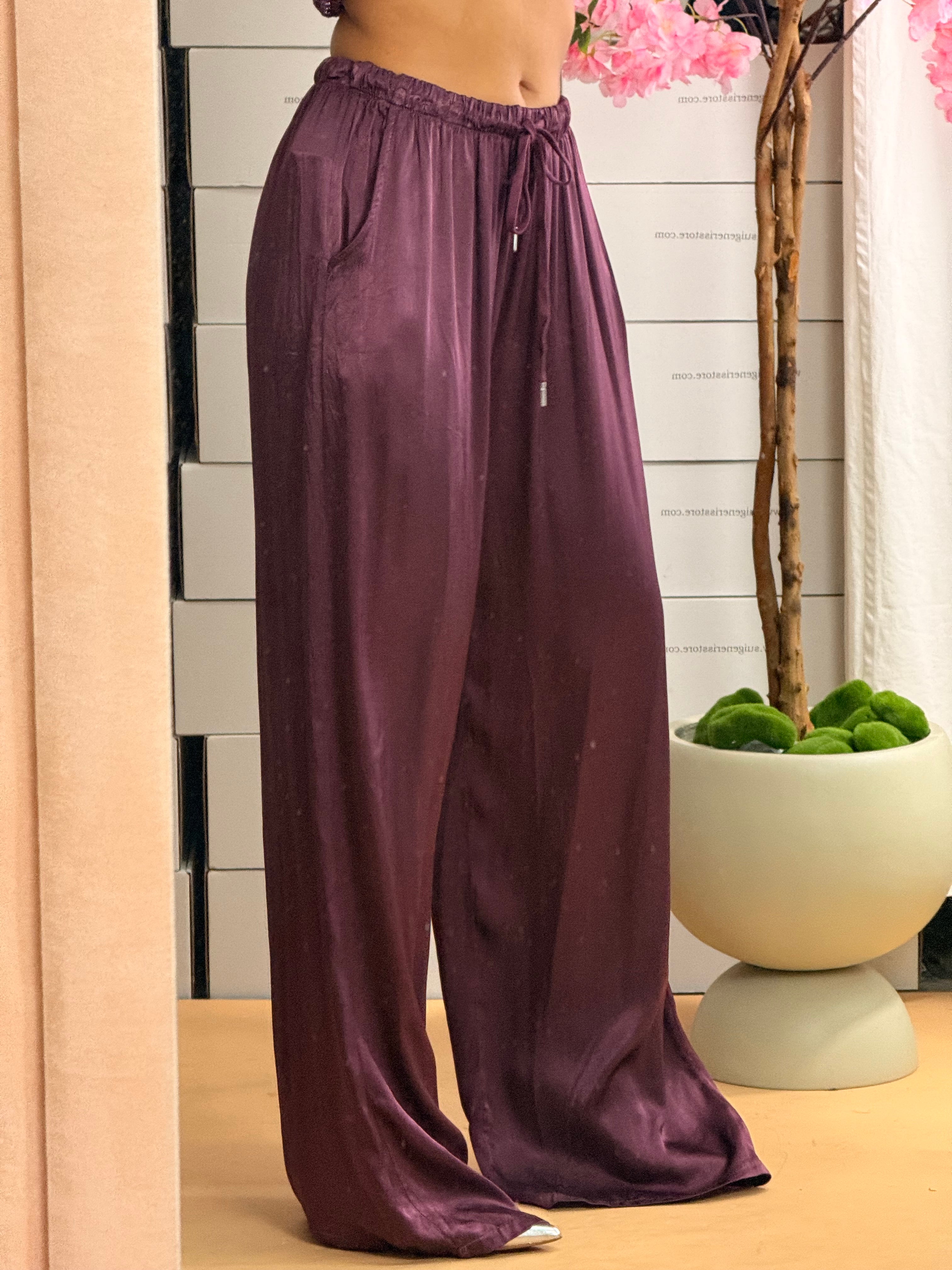 PANTALONE SATIN PRUGNA