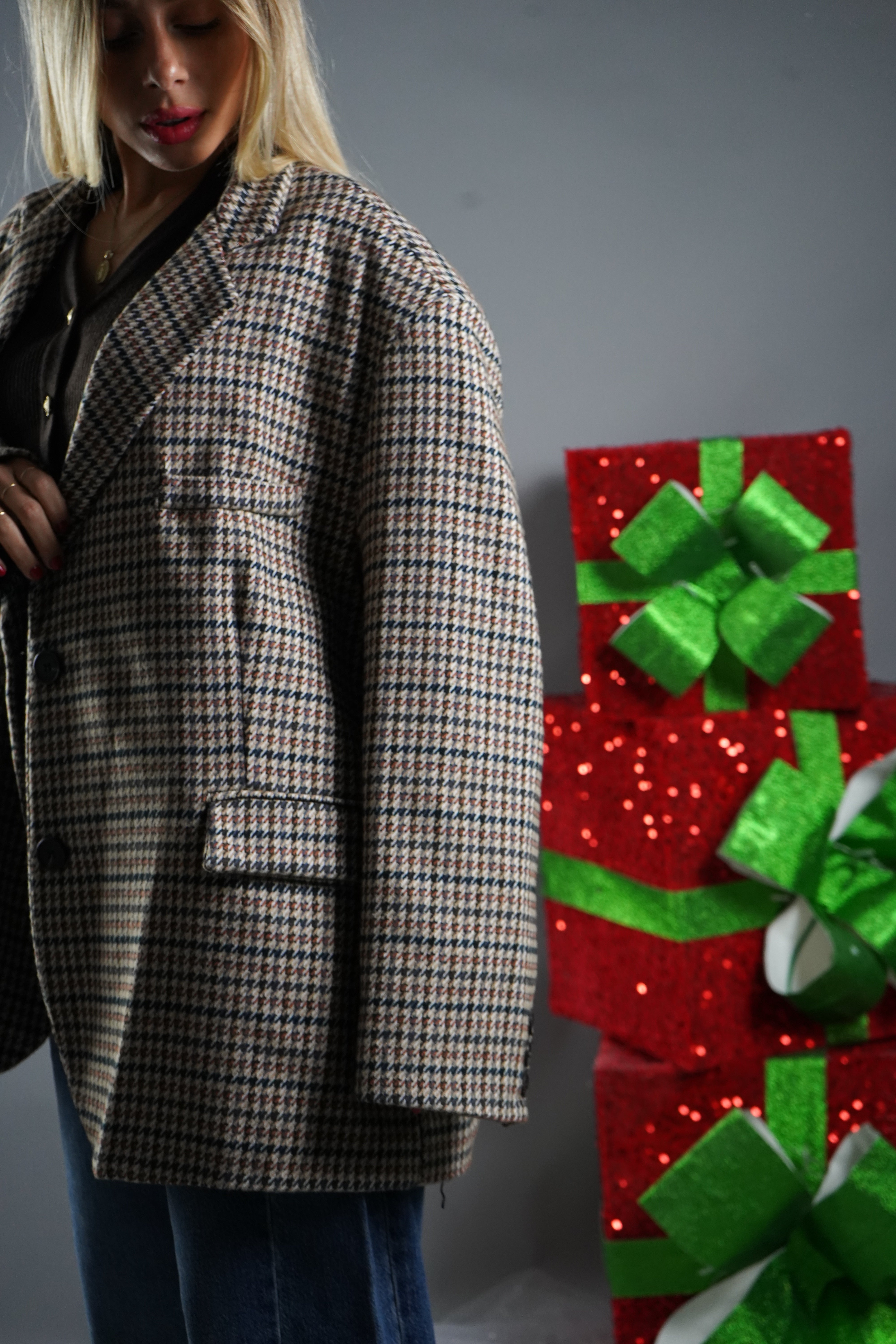 BLAZER LANA PIED DE POULE BEIGE