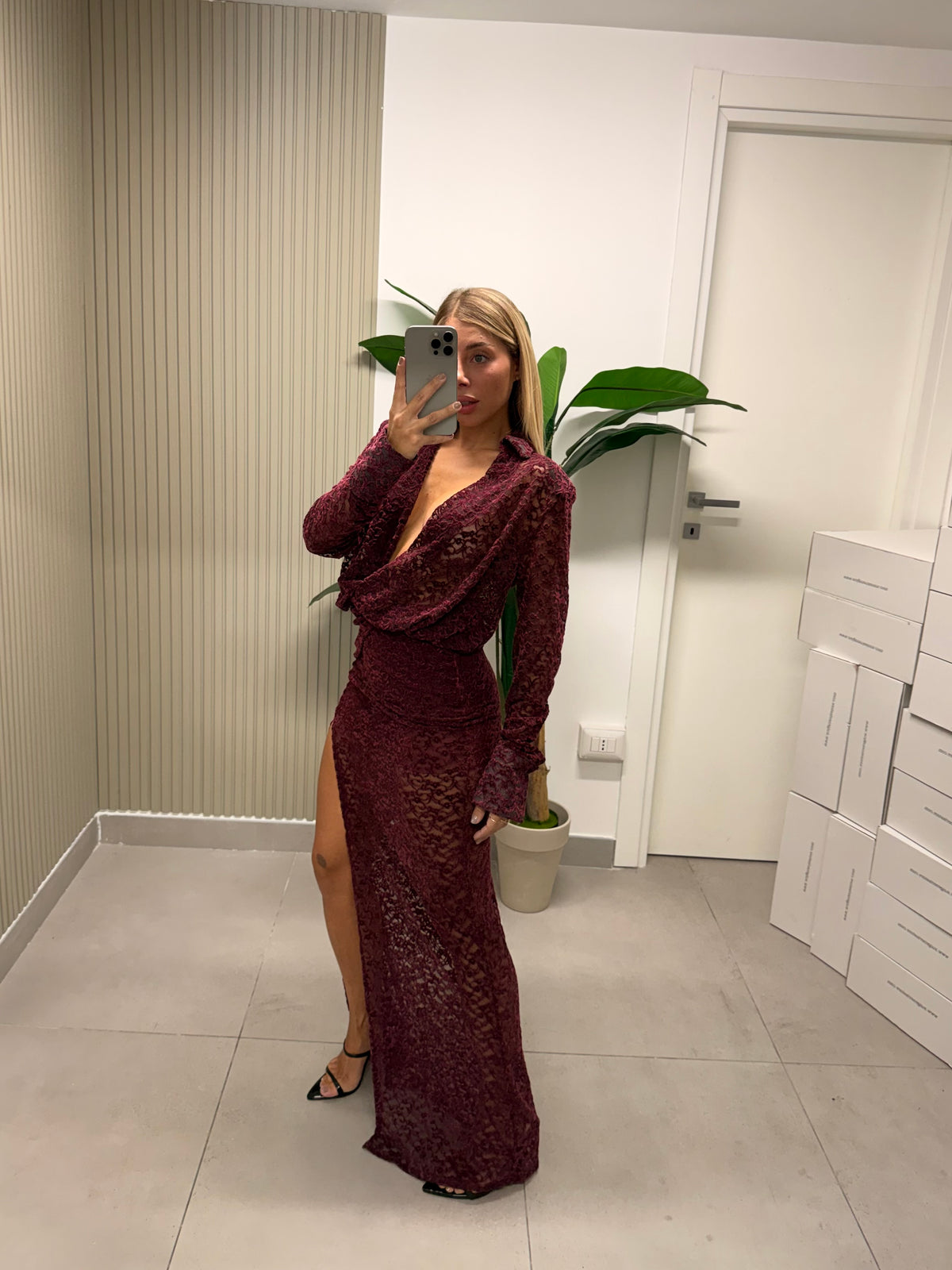 LONG DRESS PRISCILLA BORDEAUX