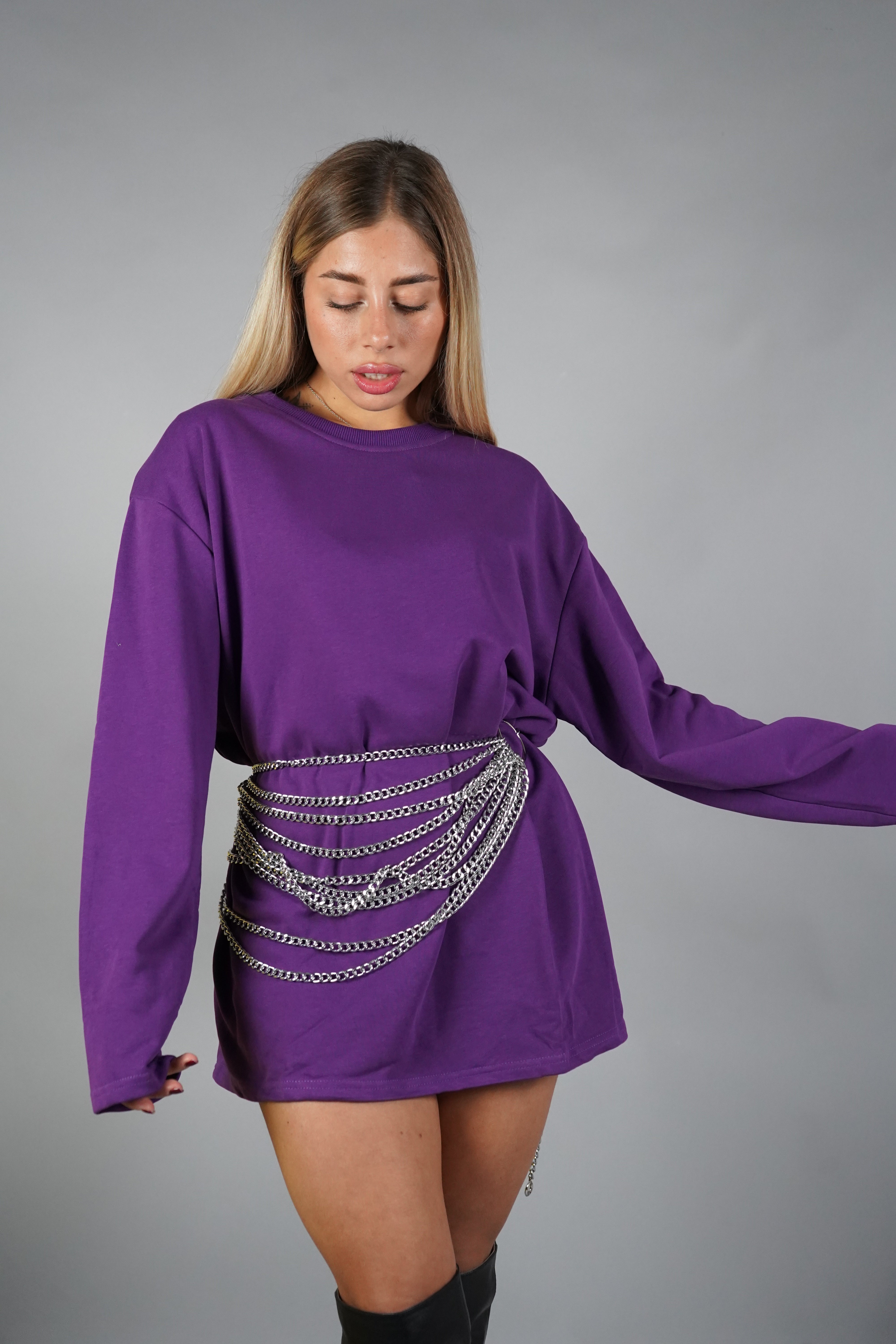 FELPA LEGGERA OVERSIZE VIOLA