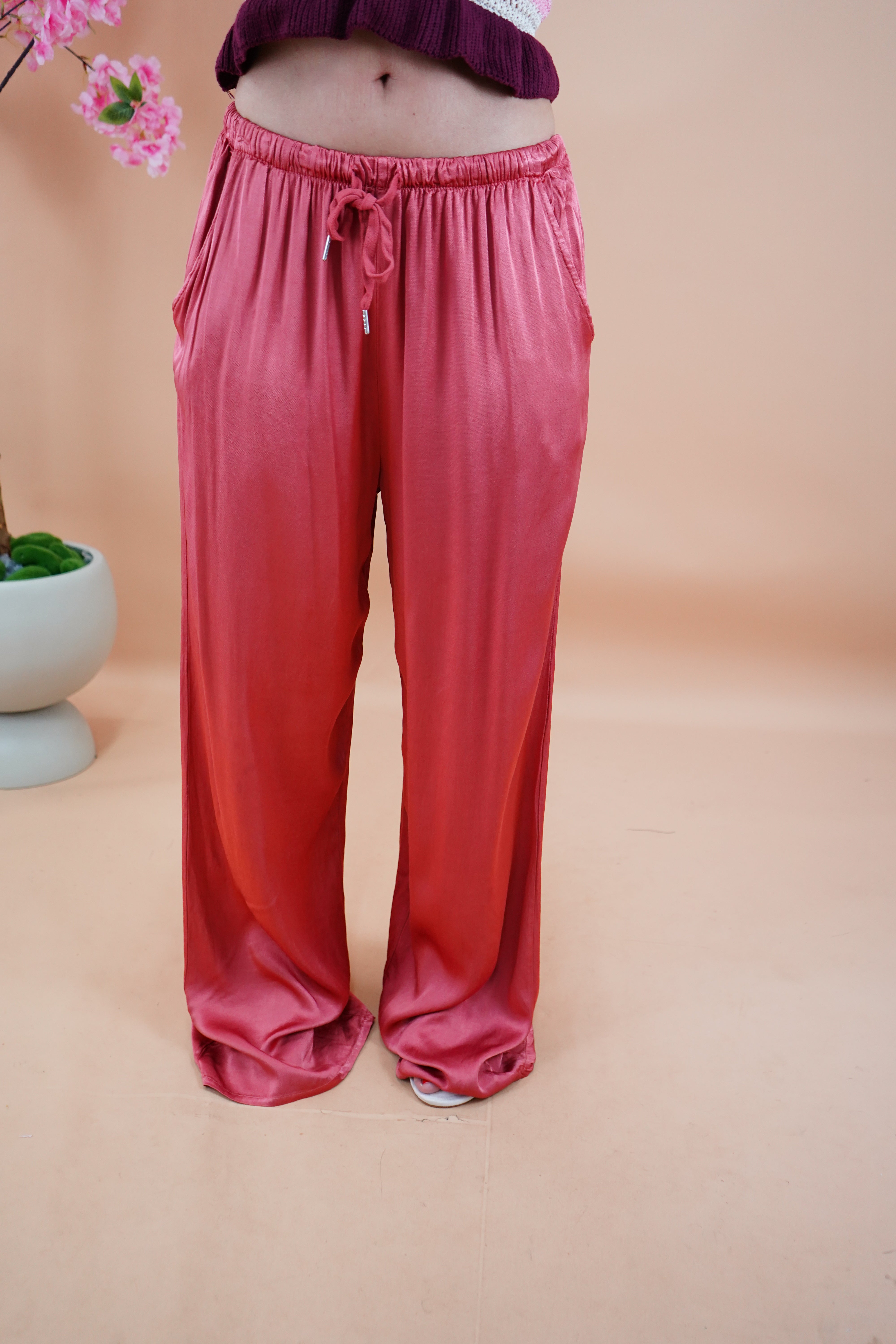 PANTALONE SATIN CORALLO