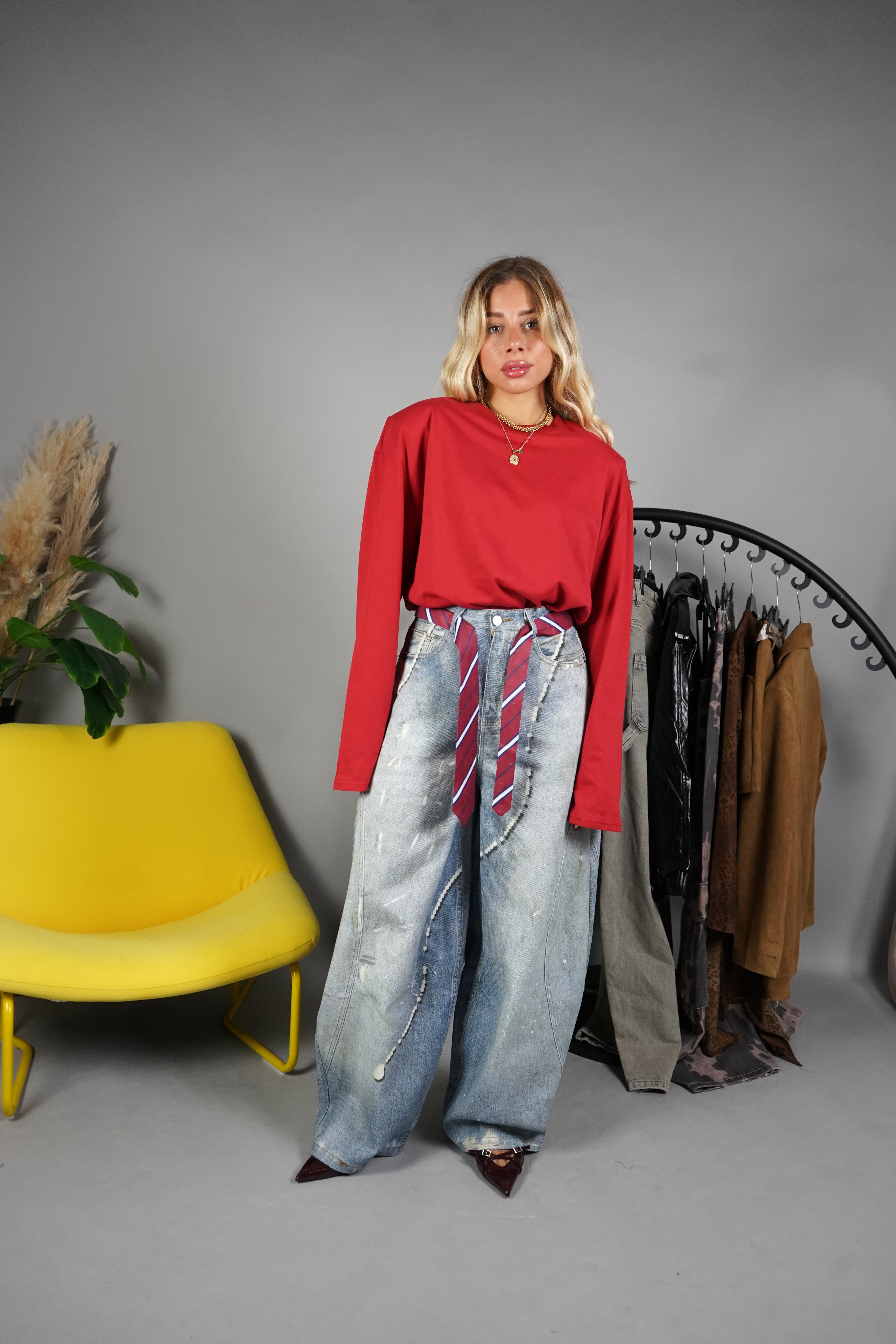 JEANS BALLON CRAVATTA