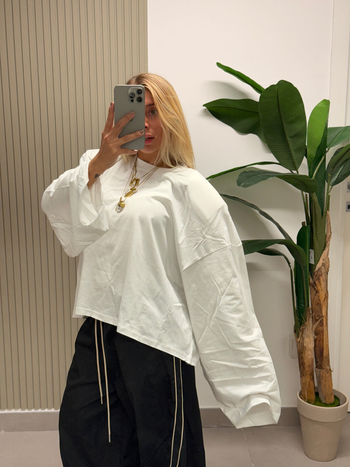 T-SHIRT BOXY LONG SLEVEE BIANCA