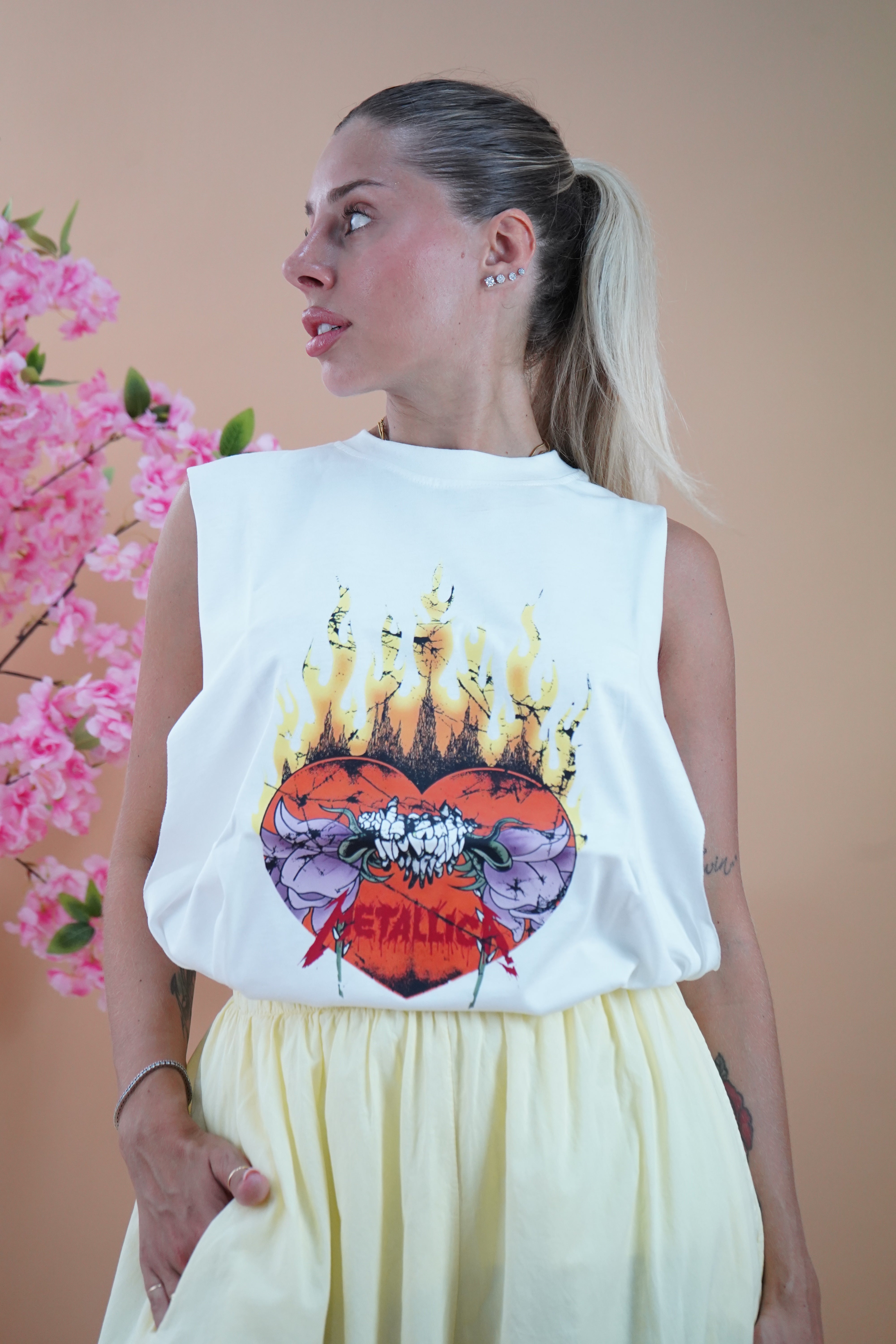 CANOTTA ROCK METALLICA CUORE BIANCA