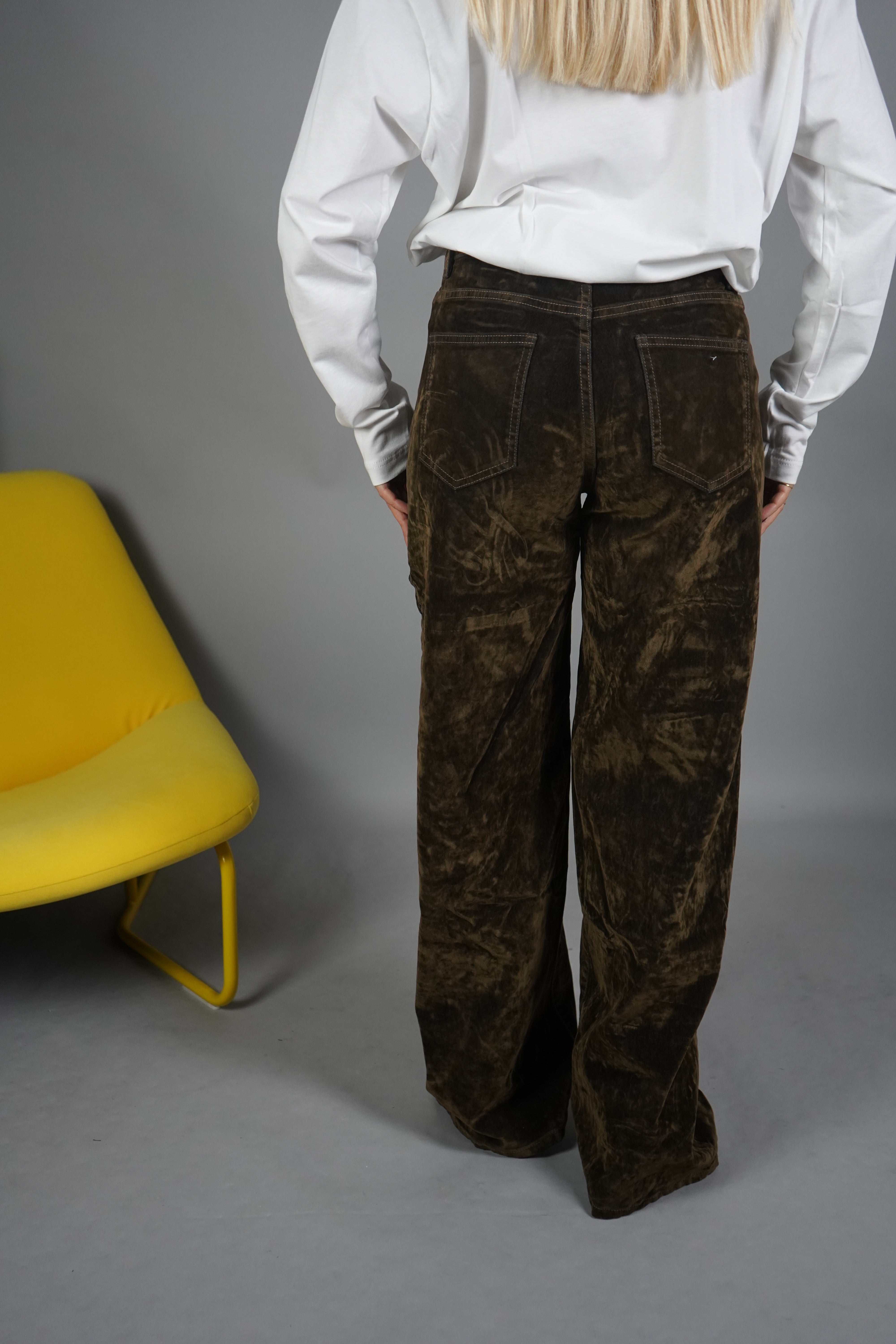 JEANS STRINGHE VELLUTO VERDE