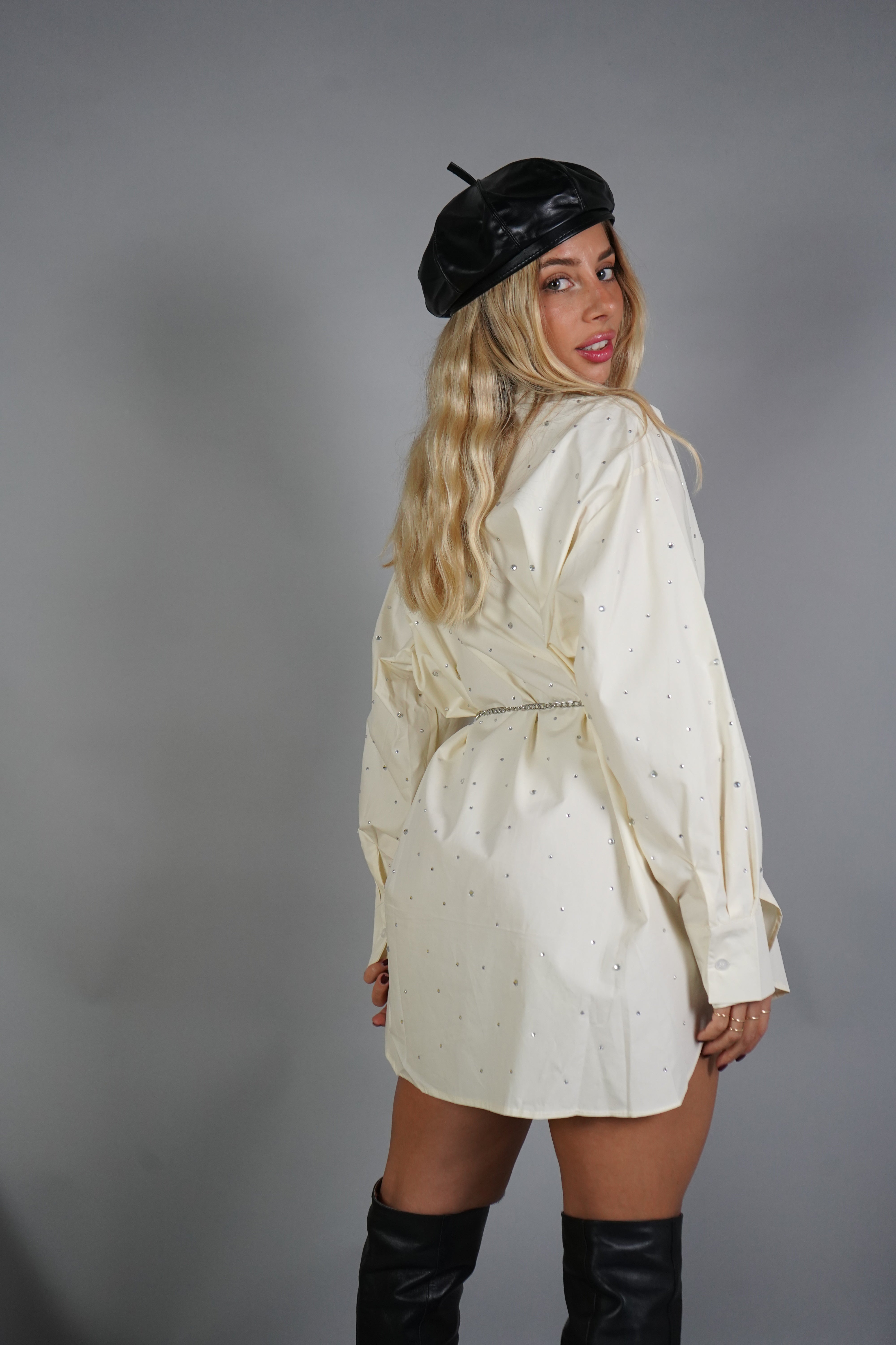 MAXI CAMICIA STRASS GIALLA