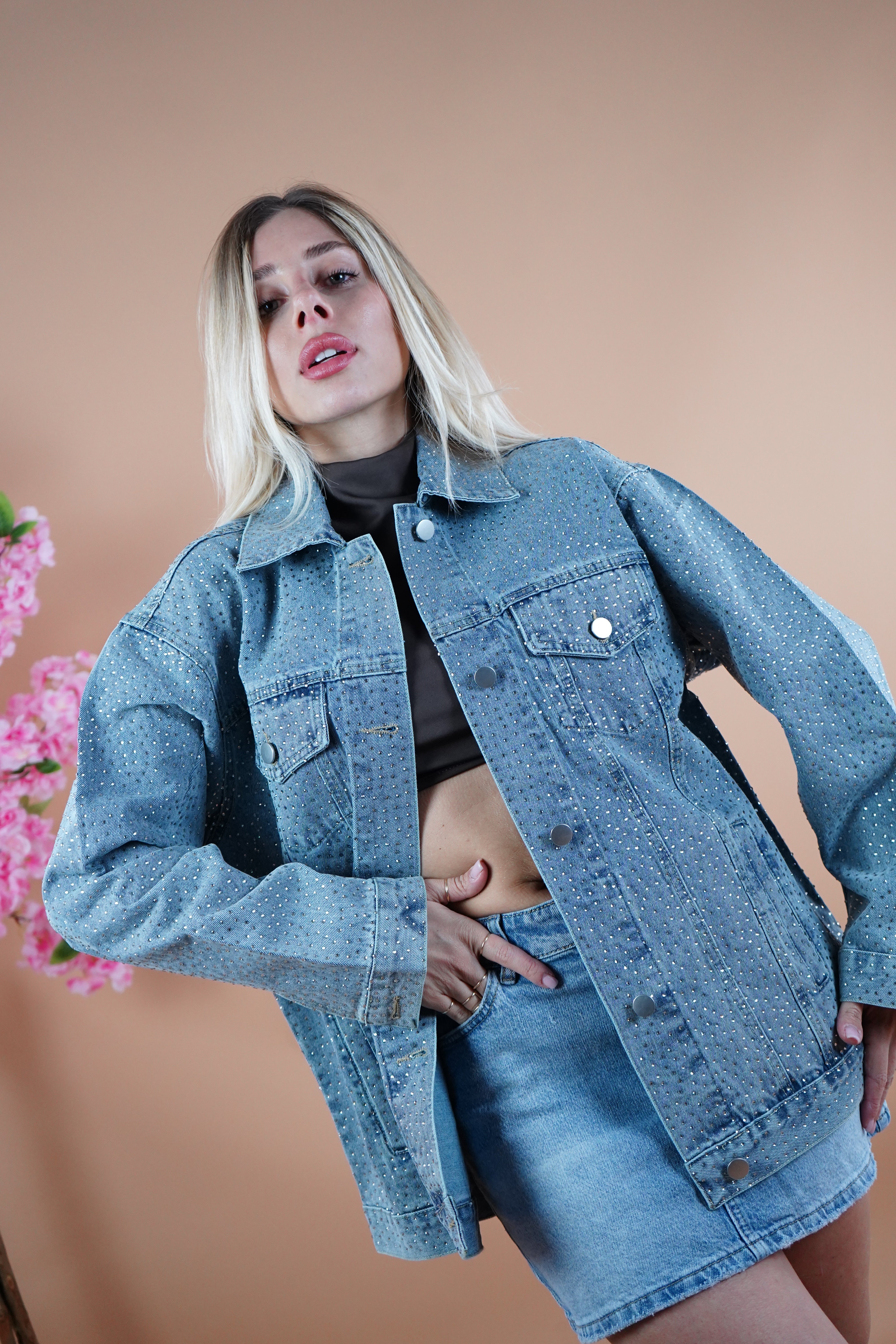 GIACCA DENIM CON STRASS