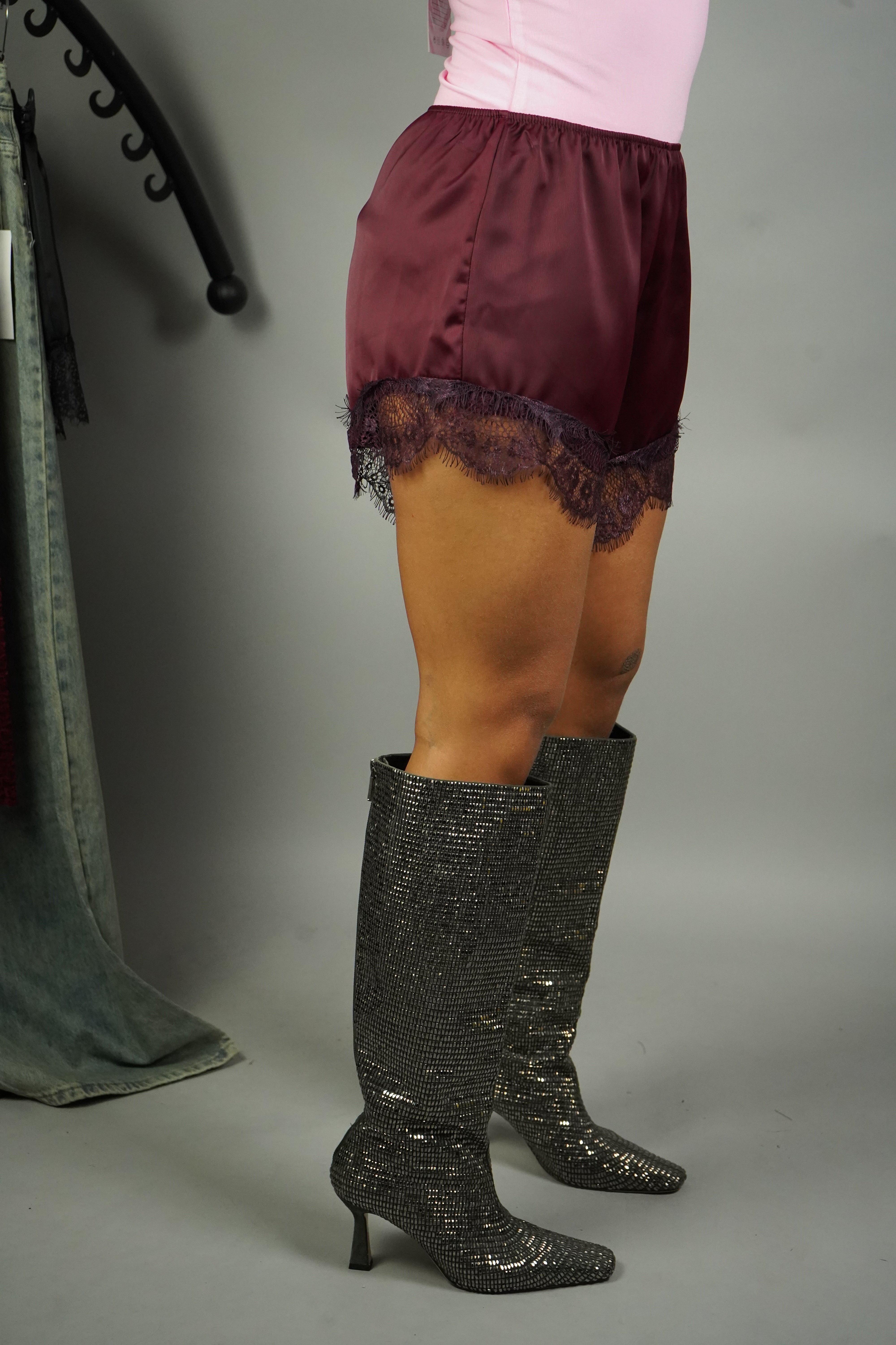 MINI SHORTS RASO BORDEAUX