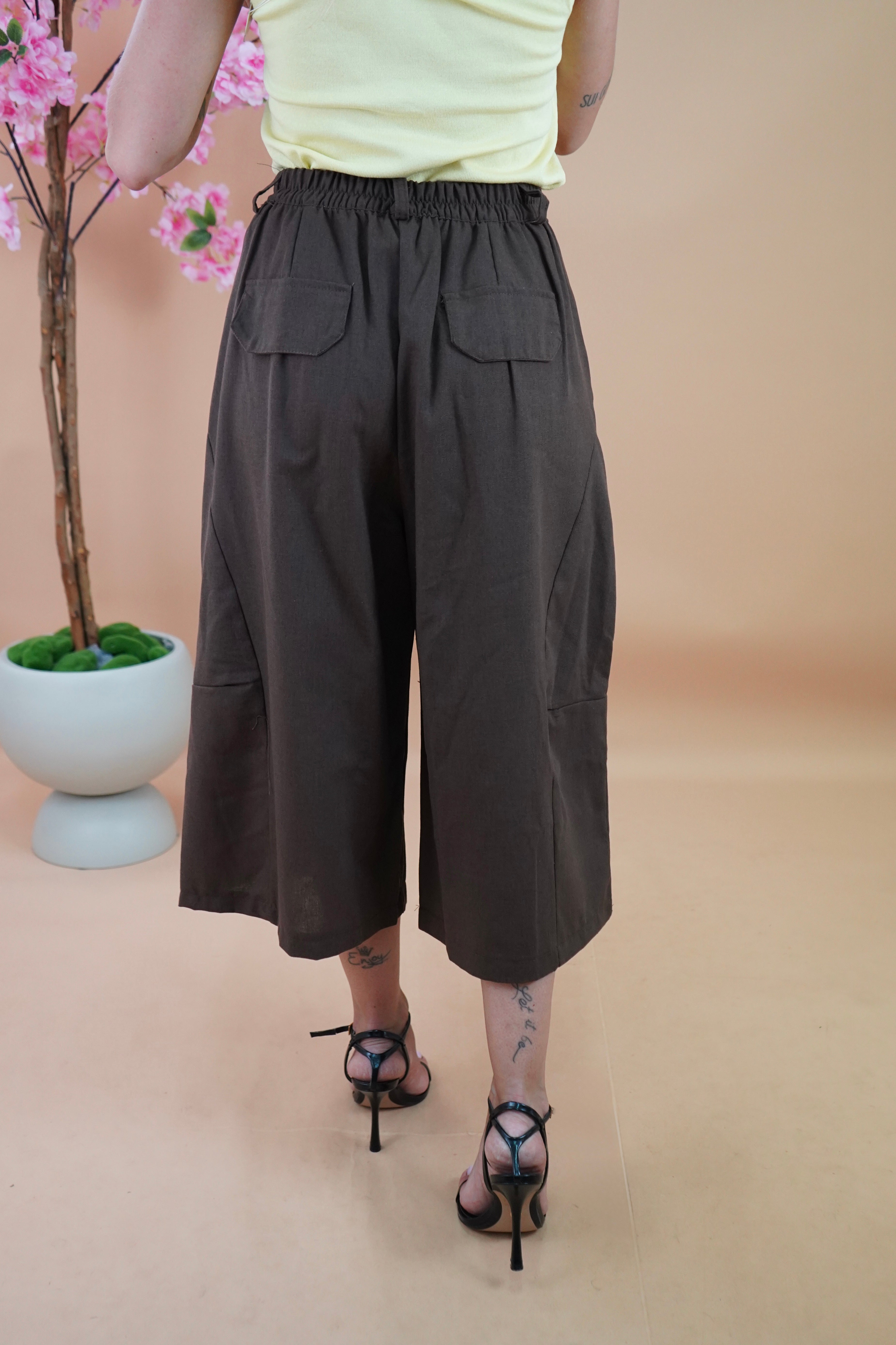 BERMUDA MAXI IN FILO MARRONE
