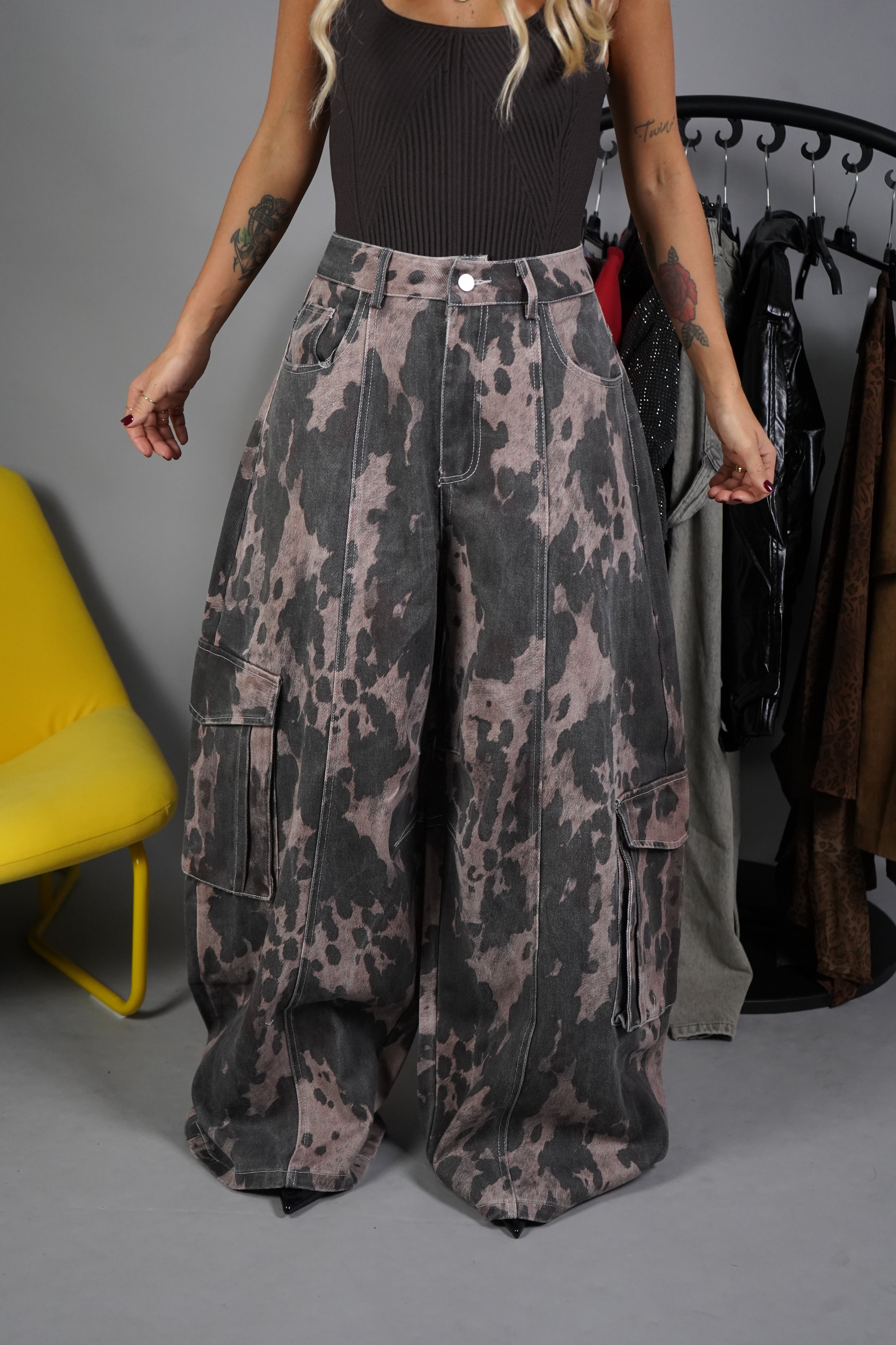 JEANS ANIMALIER MARRONE