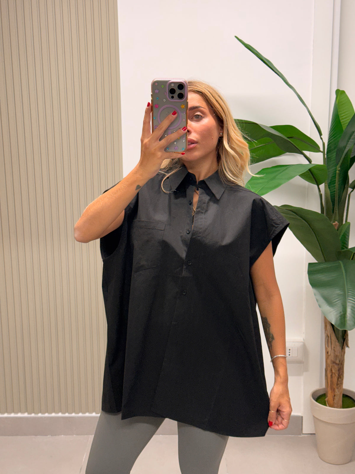 CAMICIA SMANICATO NERA