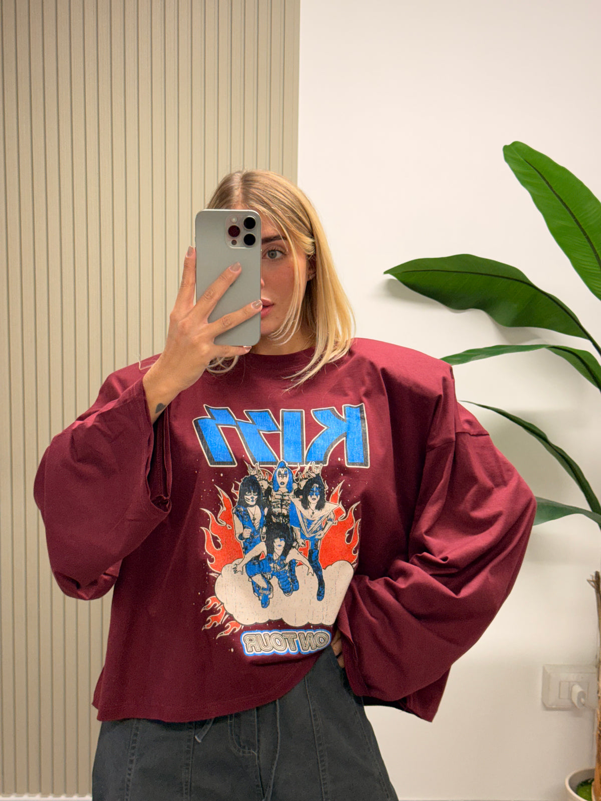 T-SHIRT BOXY KISS BORDEAUX