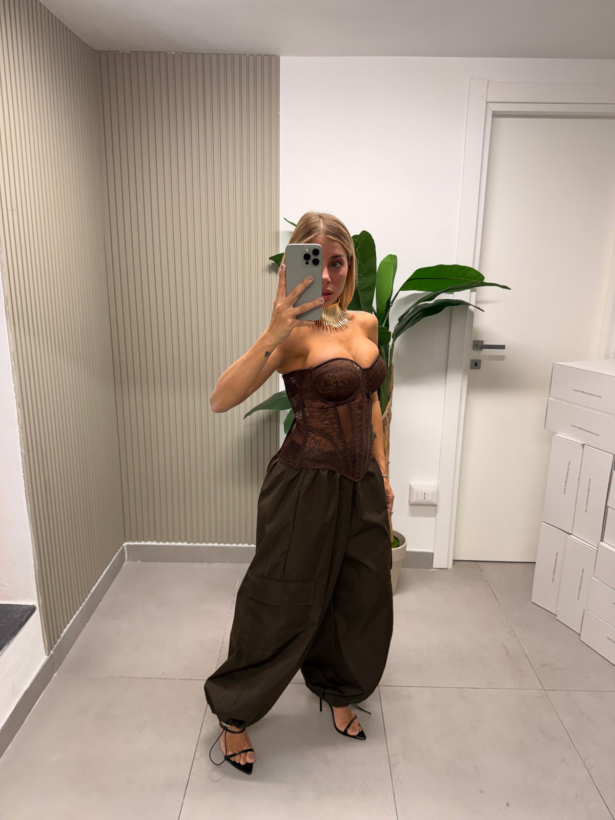 PANTALONE CARGO MELISSA MARRONE