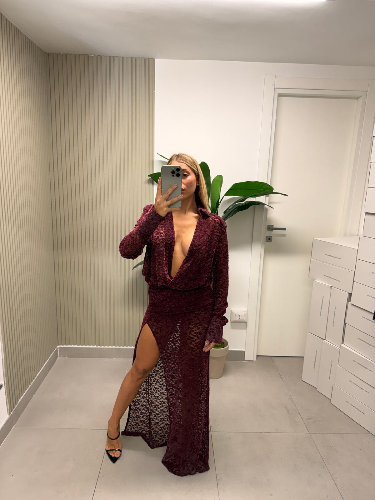 LONG DRESS PRISCILLA BORDEAUX