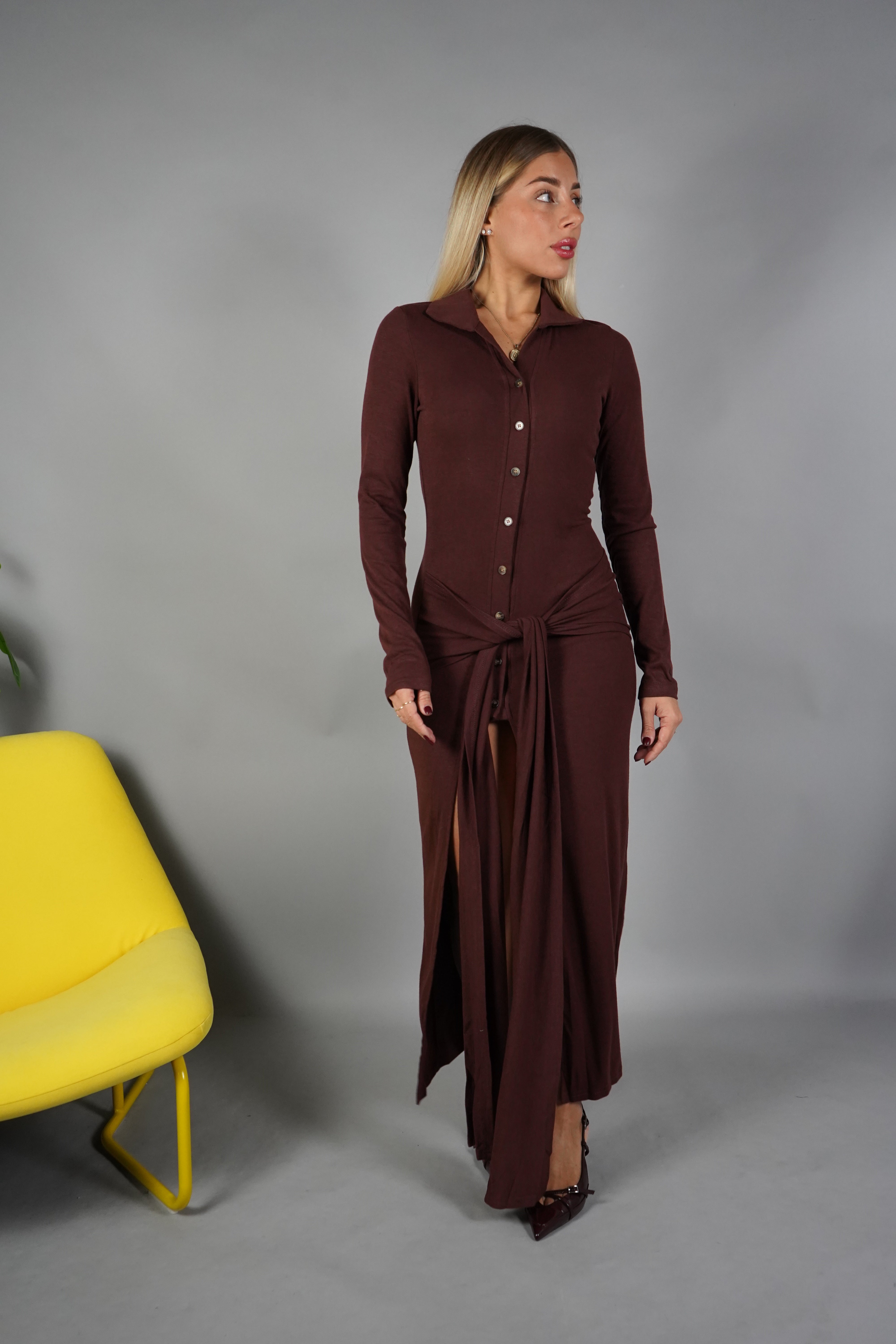 LONG DRESS BOTTONI CHOCO
