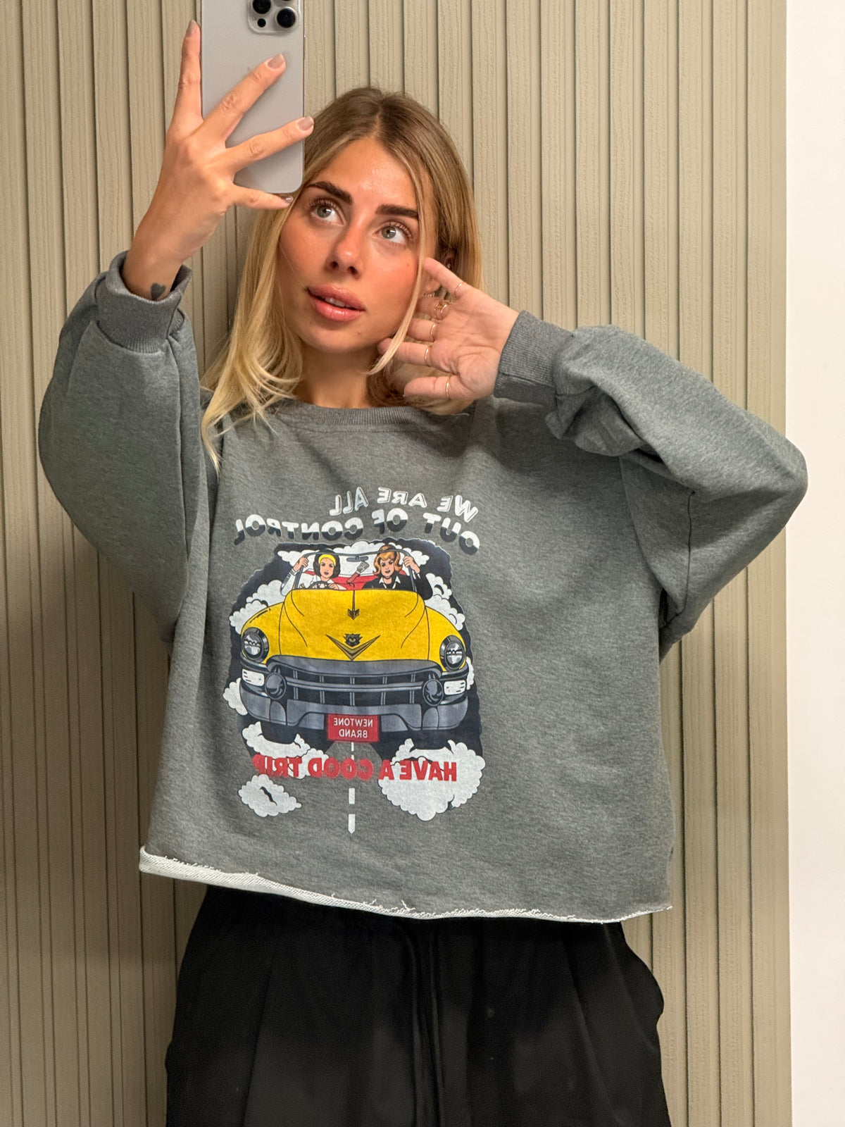 FELPA CROP JUST GIRL GRIGIO CHIARO