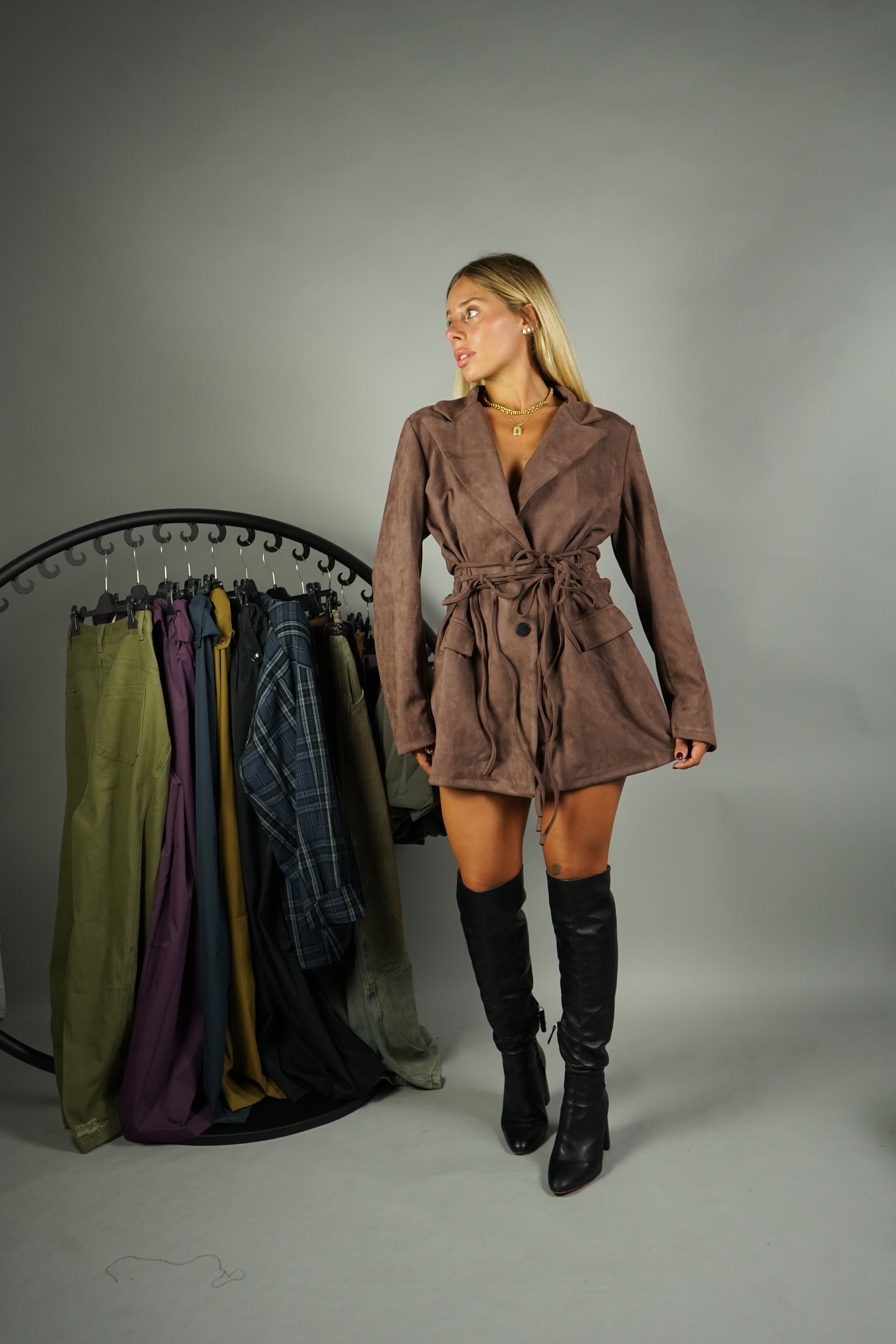 BLAZER DRESS CAMOSCIO MARRONE