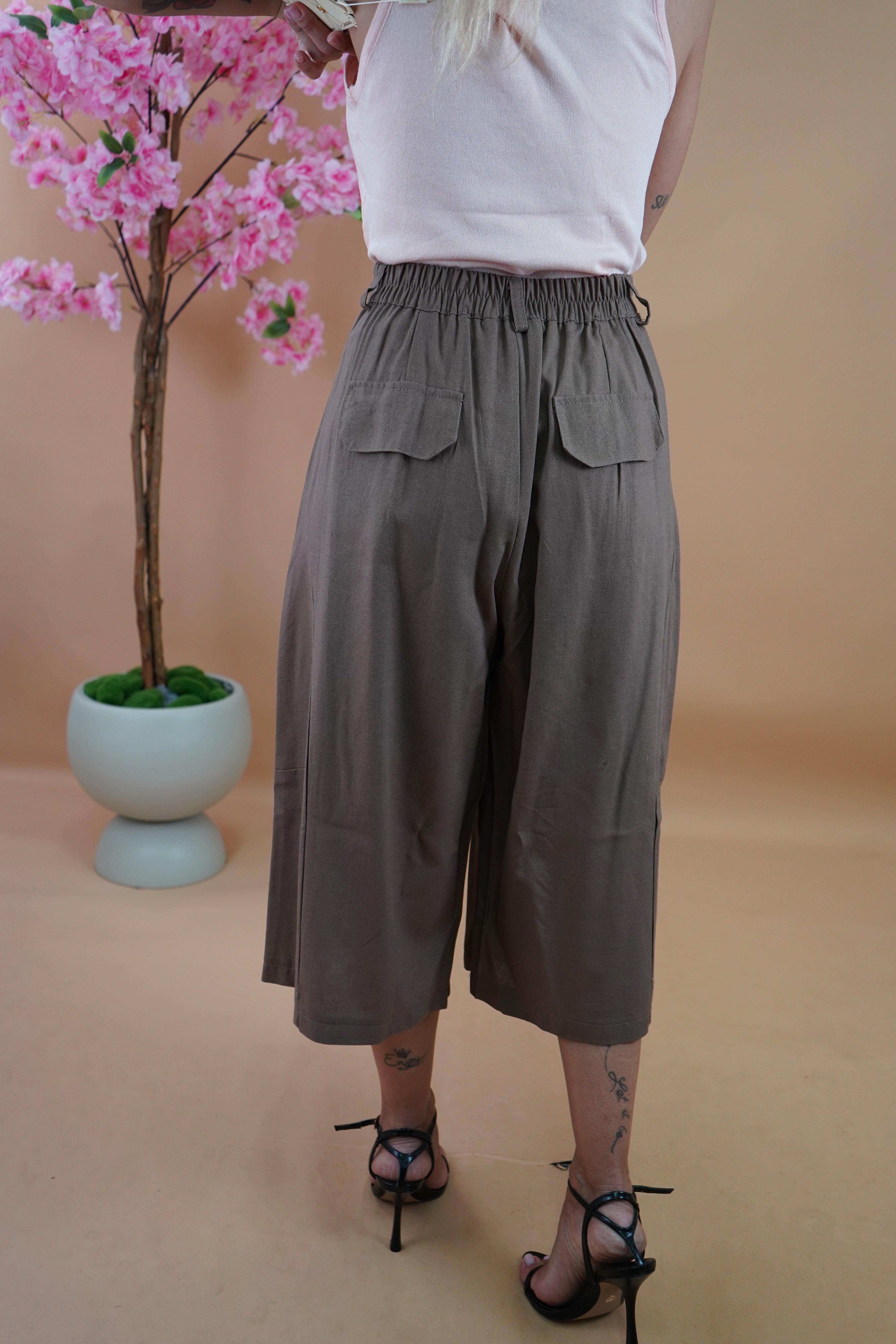 BERMUDA MAXI IN LINO FANGO