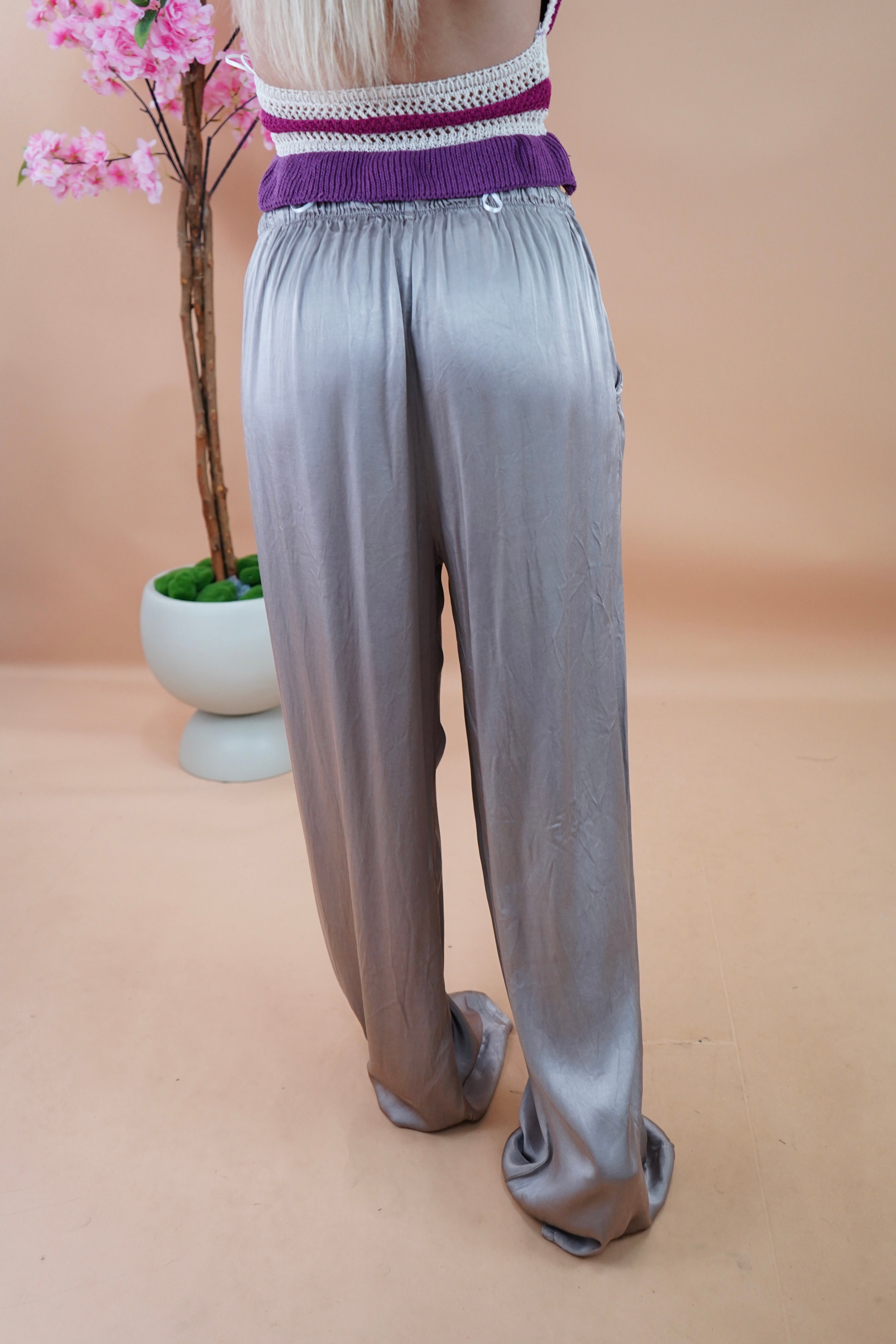 PANTALONE SATIN FANGO