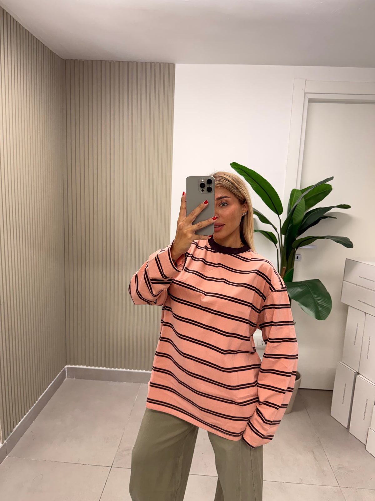 T-SHIRT RIGHE ROSA