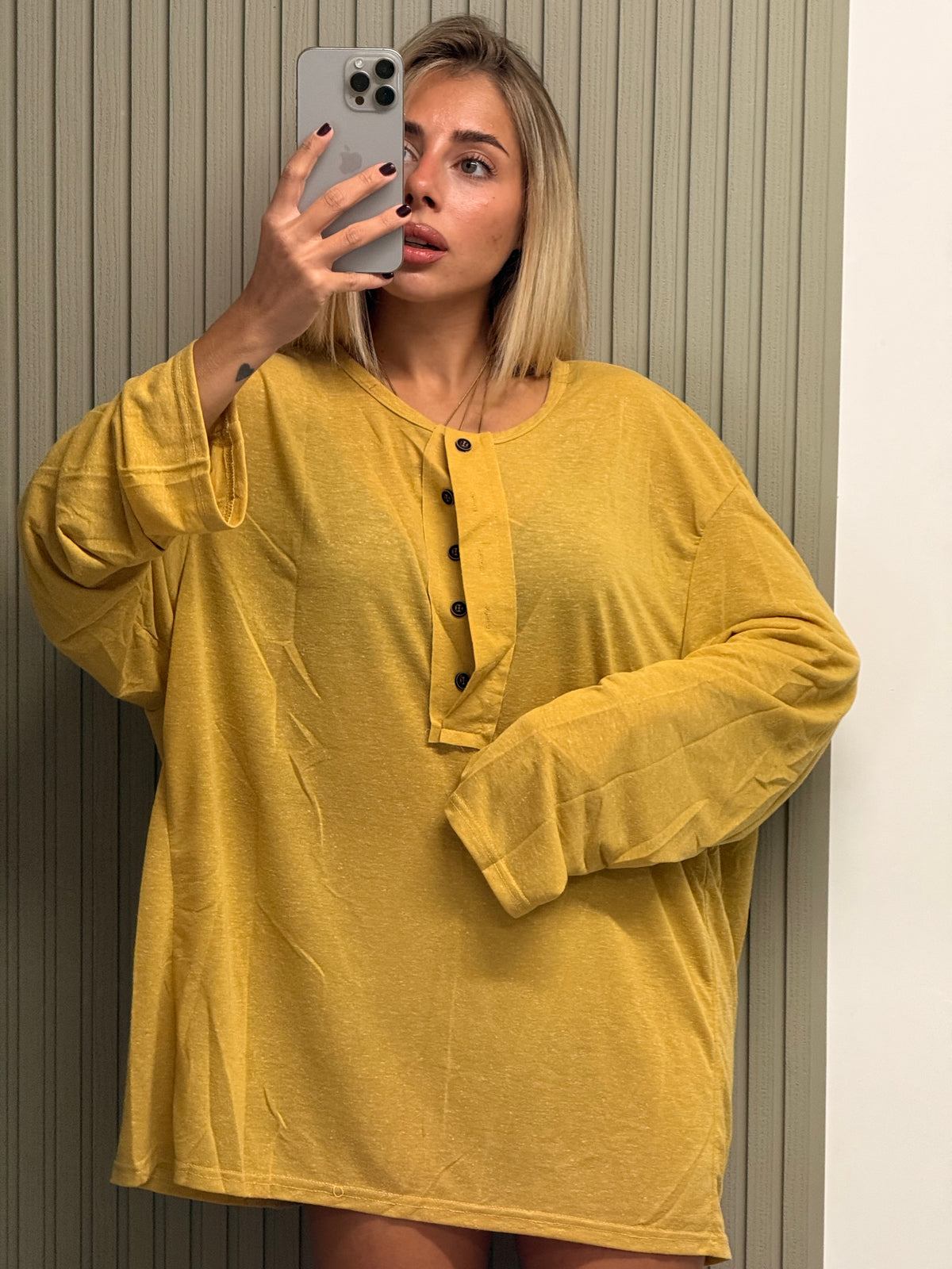SERAFINO OVERSIZE CON BOTTONI SENAPE