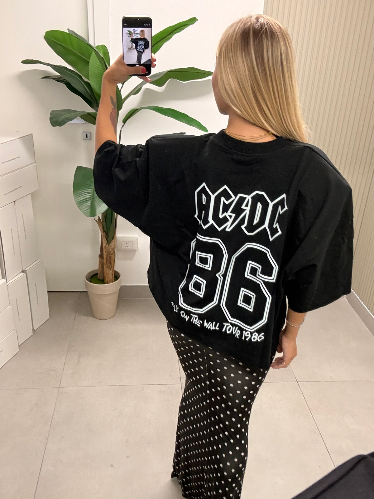 T-SHIRT BOXY ACDC NERA