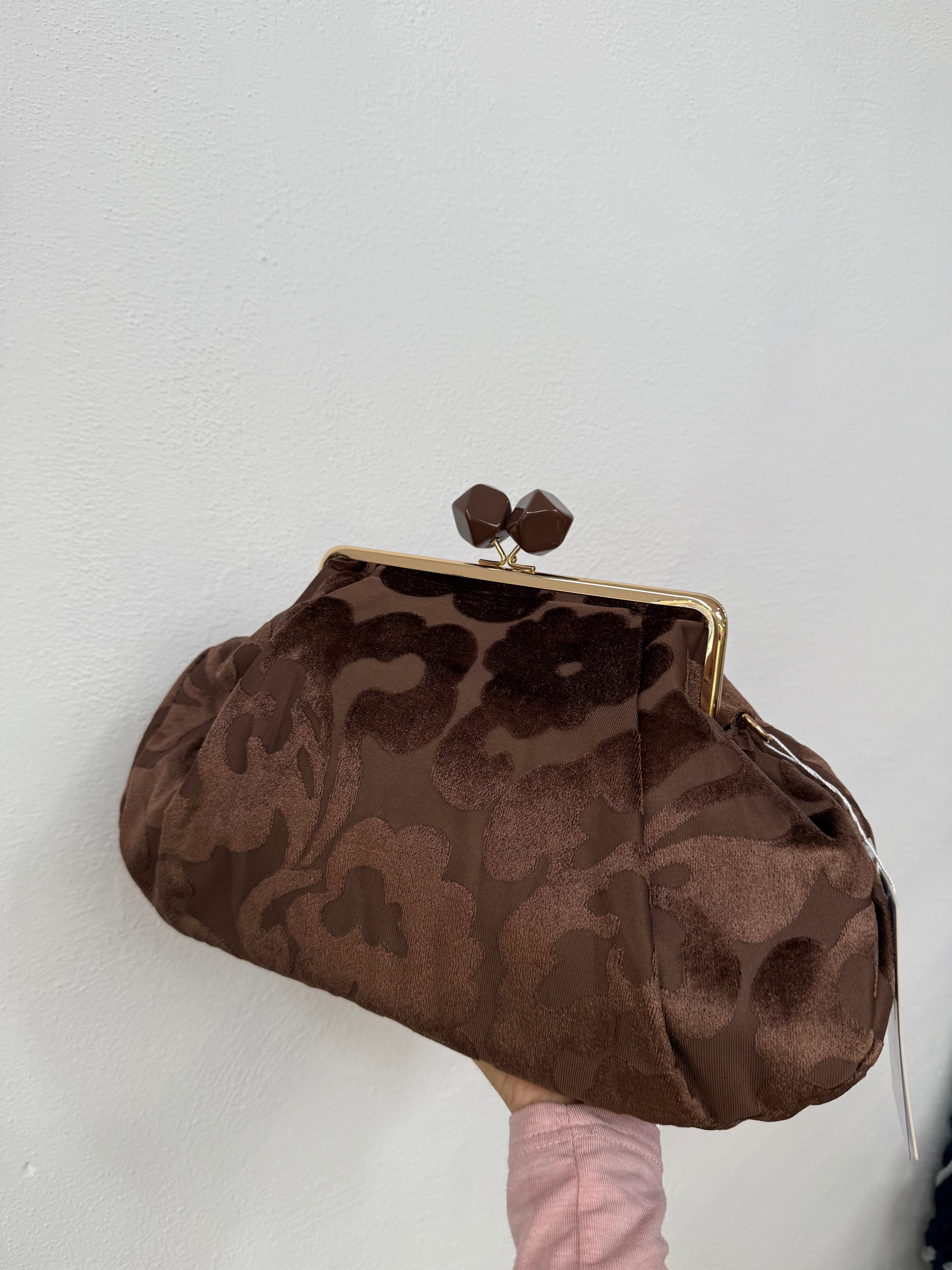 BORSA CLUCH VELLUTO MARRONE