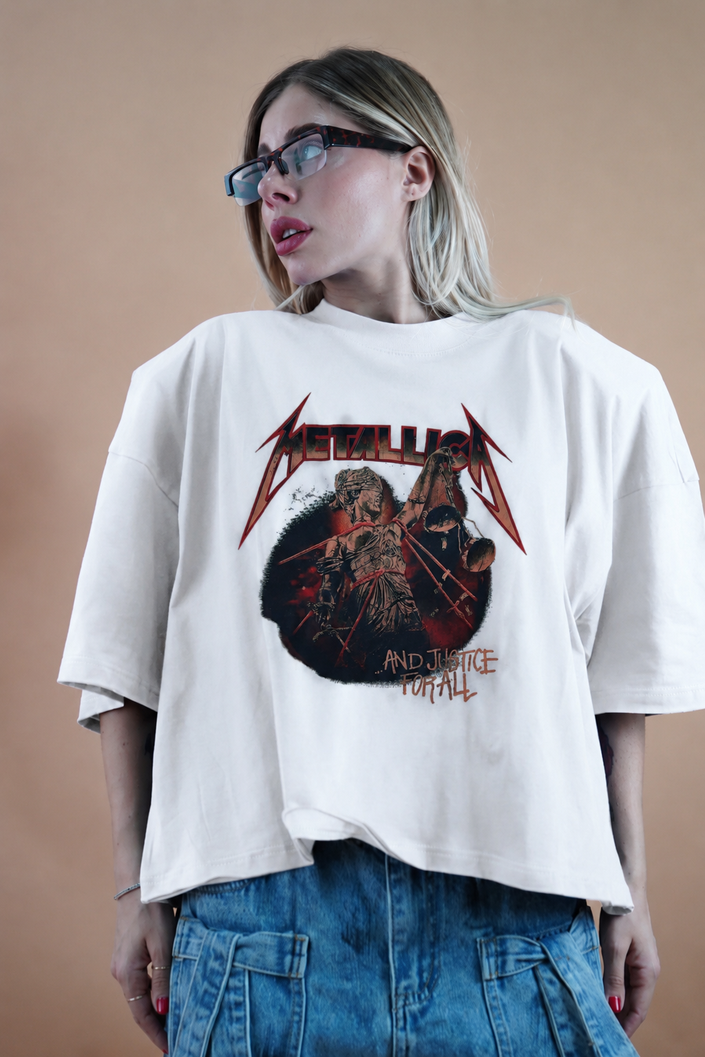 T-SHIRT ROCK BOXY METALLICA BIANCA