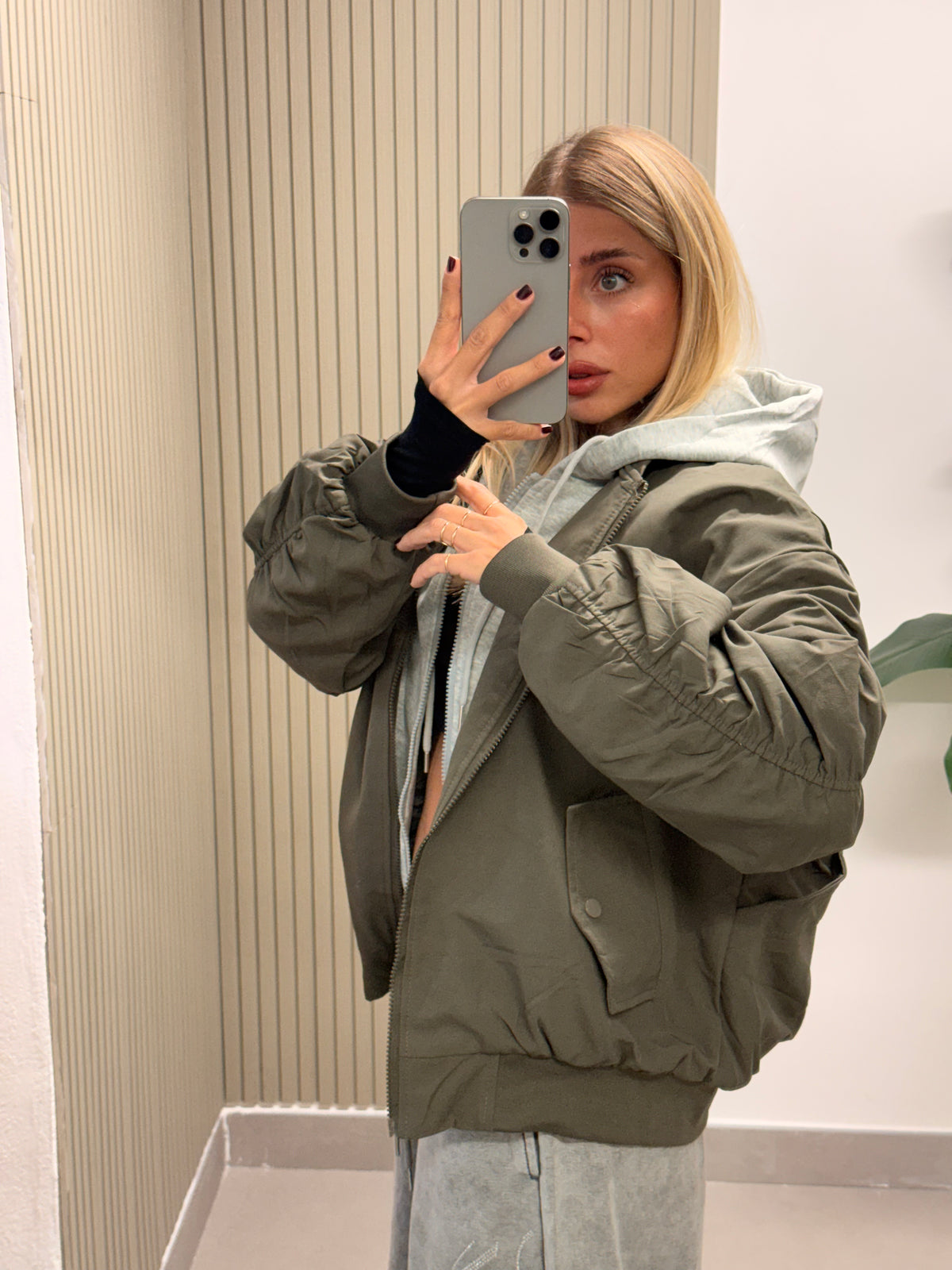 BOMBER CON FELPA SAN FRANCISCO VERDE MILITARE