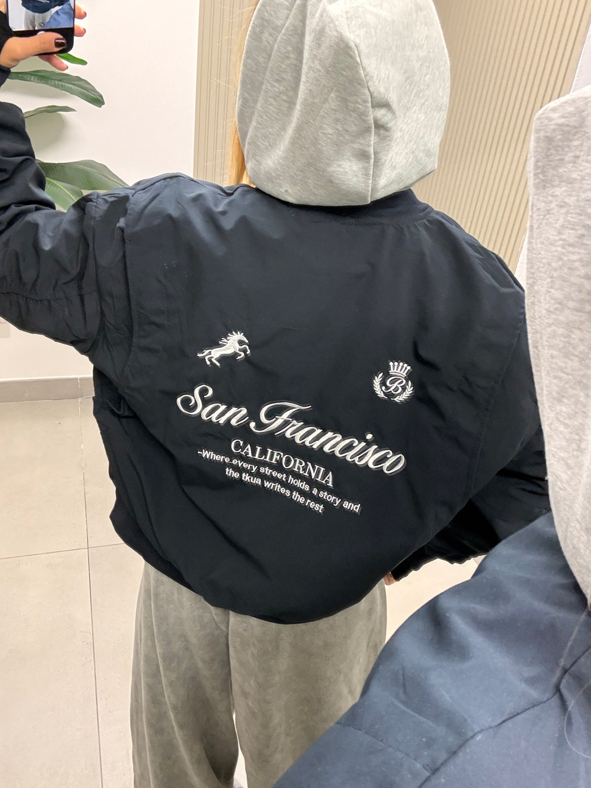BOMBER CON FELPA SAN FRANCISCO BLU