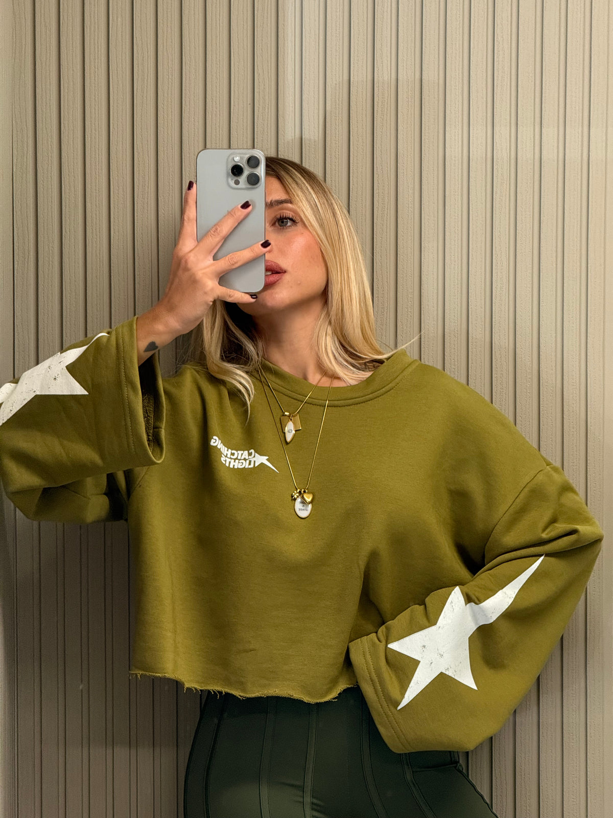 FELPA CROP STARS VERDE