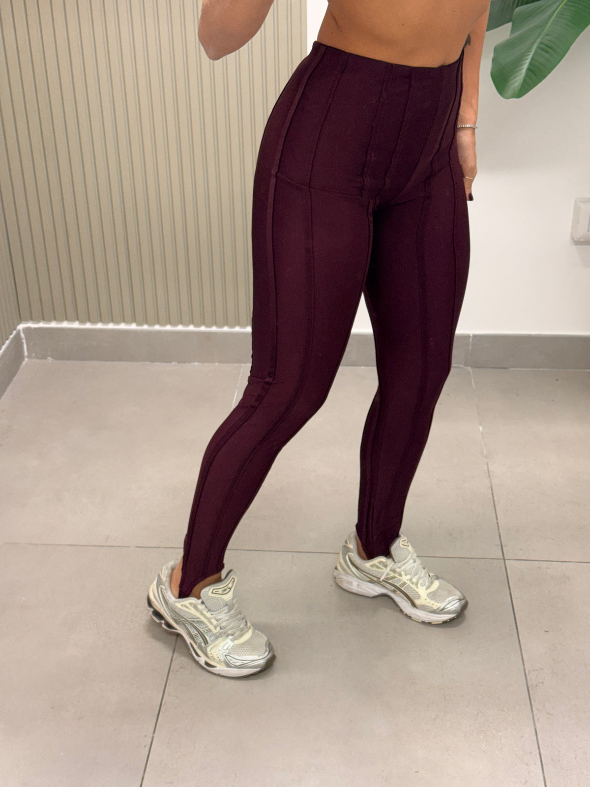 LEGGINGS GHETTA A RIGHE BORDEAUX