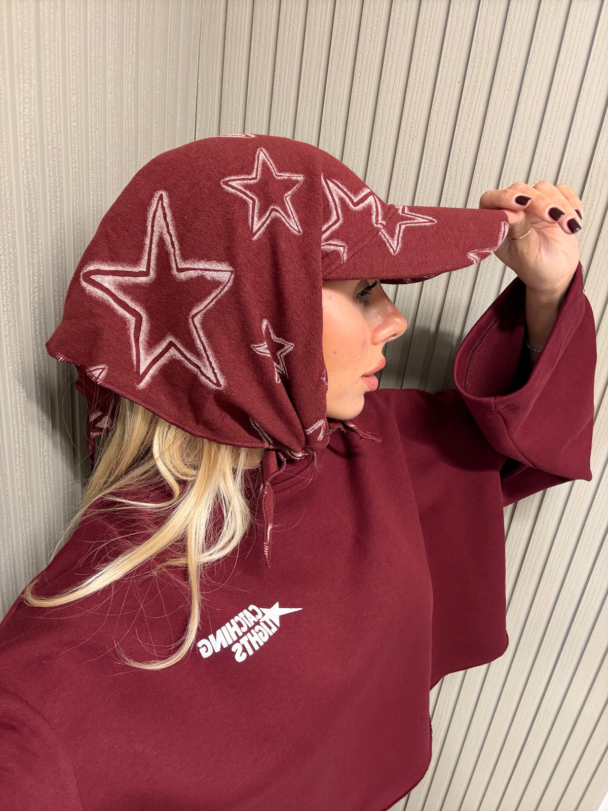 CAPPELLO FOULARD STELLE BORDEAUX