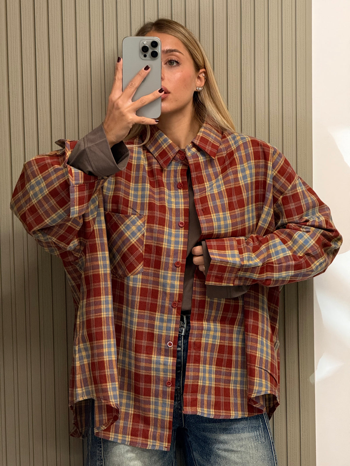 CAMICIA QUADRI OVERSIZE RUGGINE