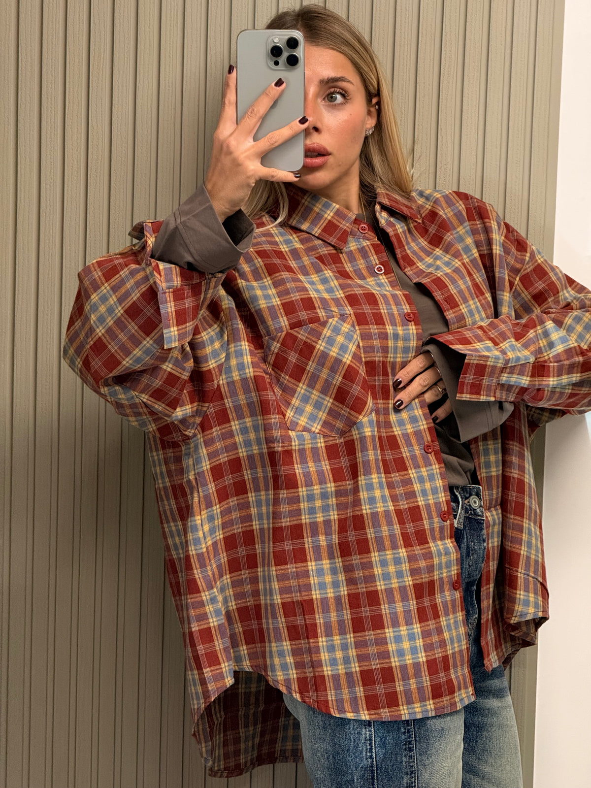 CAMICIA QUADRI OVERSIZE RUGGINE