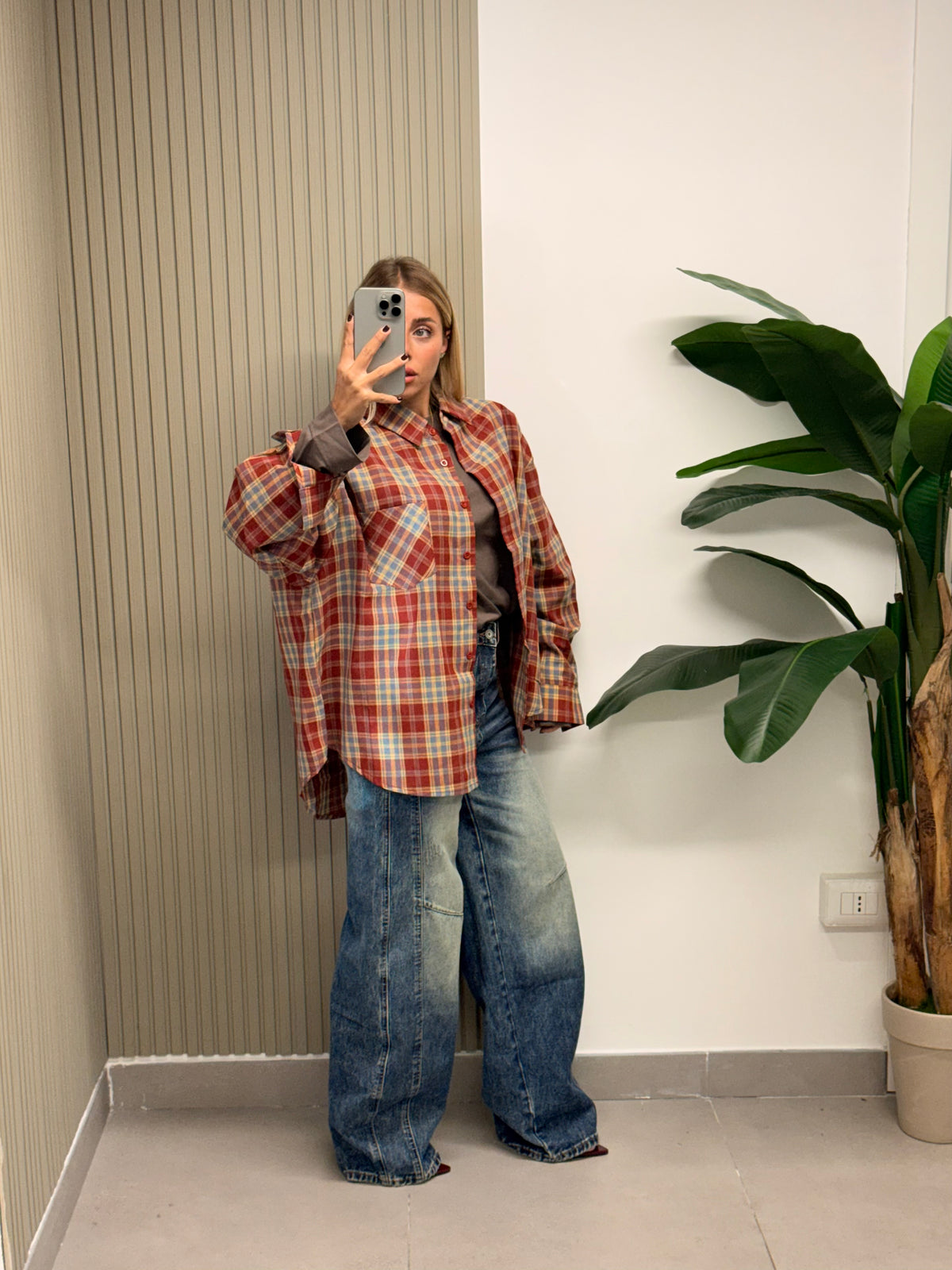 CAMICIA QUADRI OVERSIZE RUGGINE